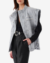 Jasia Sleeveless Jacket - Light Grey