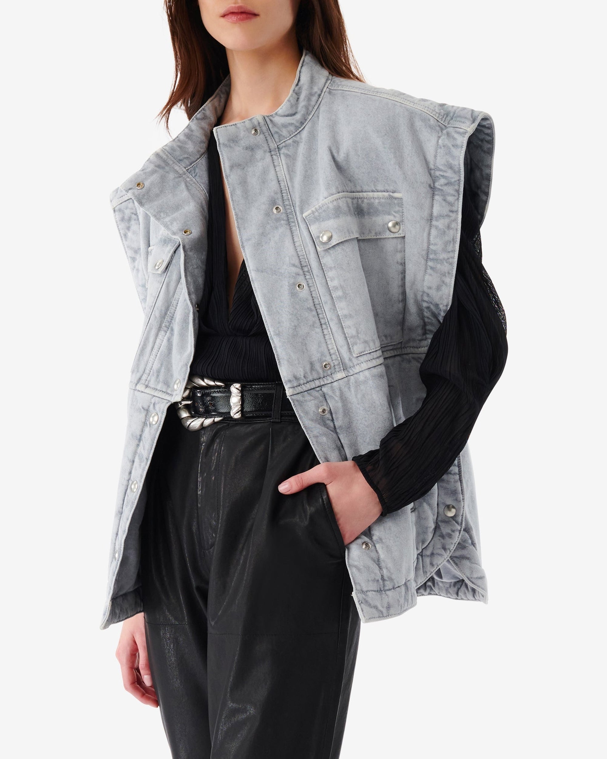 Jasia Sleeveless Jacket - Light Grey
