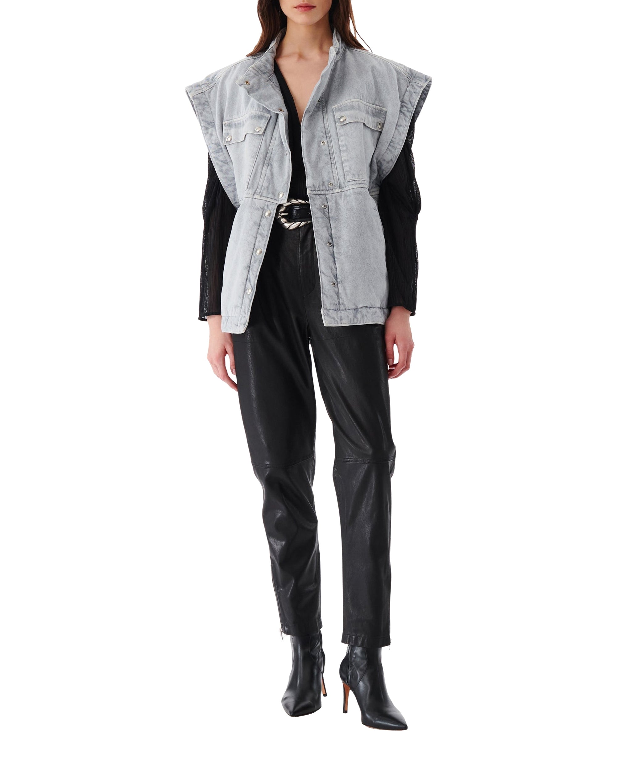 Jasia Sleeveless Jacket - Light Grey