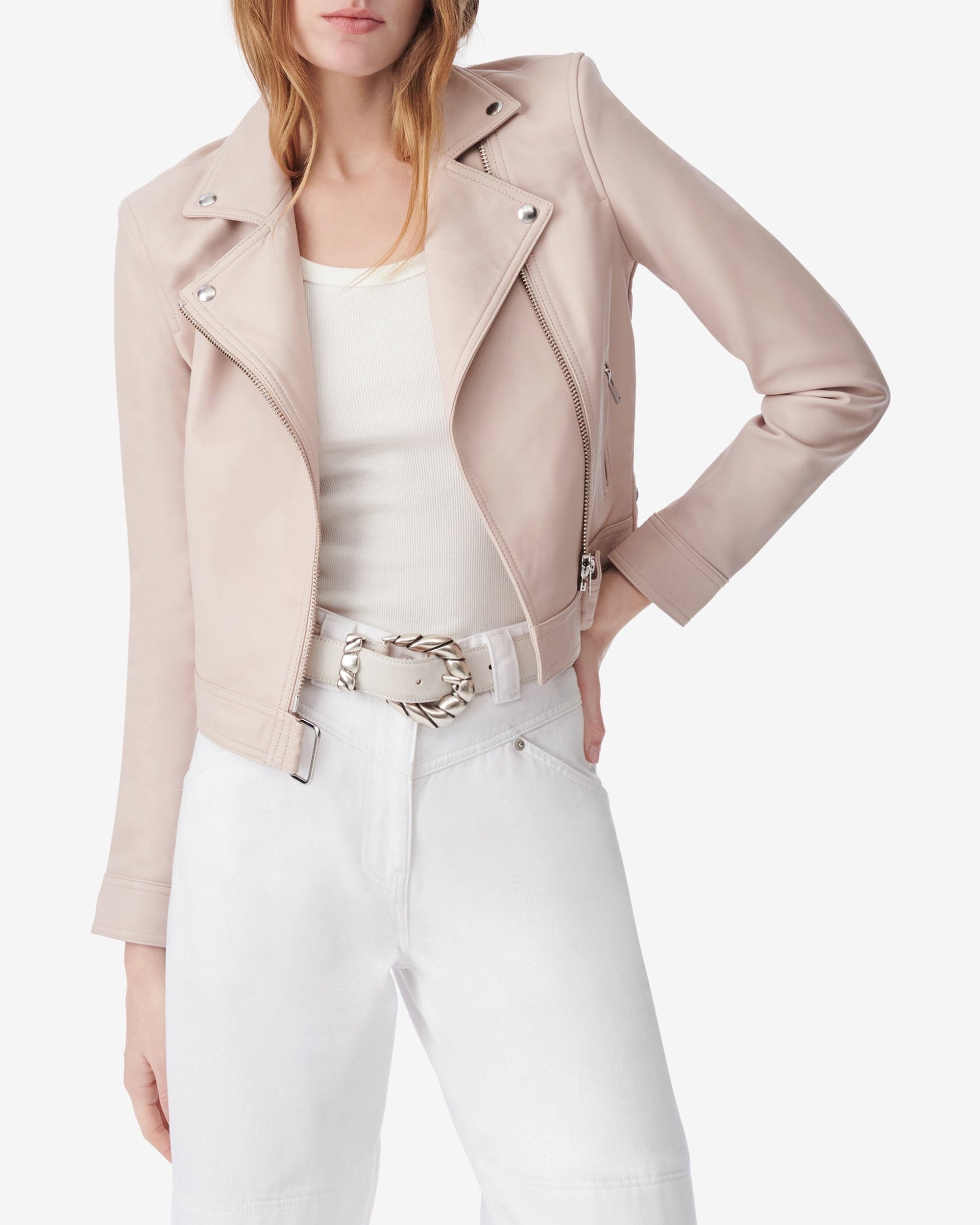Perfecto Kolmar in leather - Pink Sand