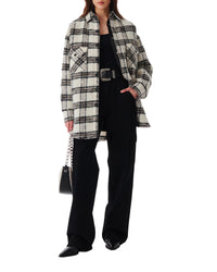 Bielo wool overshirt - Ecru & Black & Grey