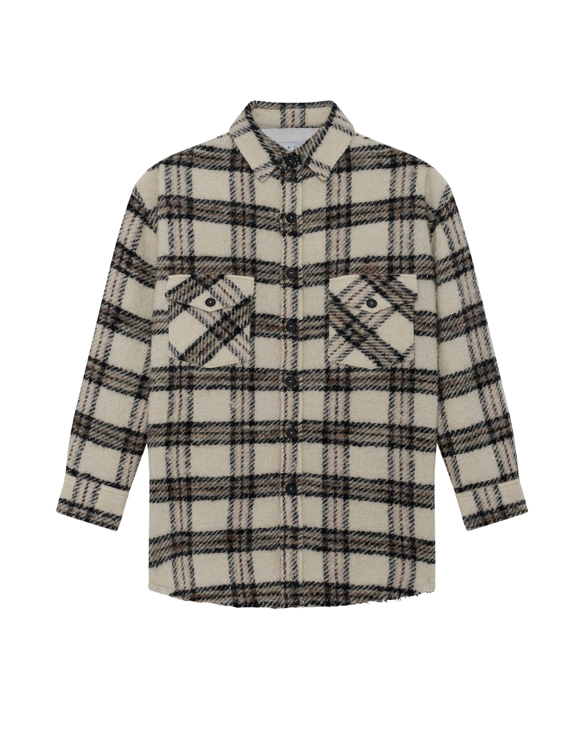 Bielo wool overshirt - Ecru & Black & Grey