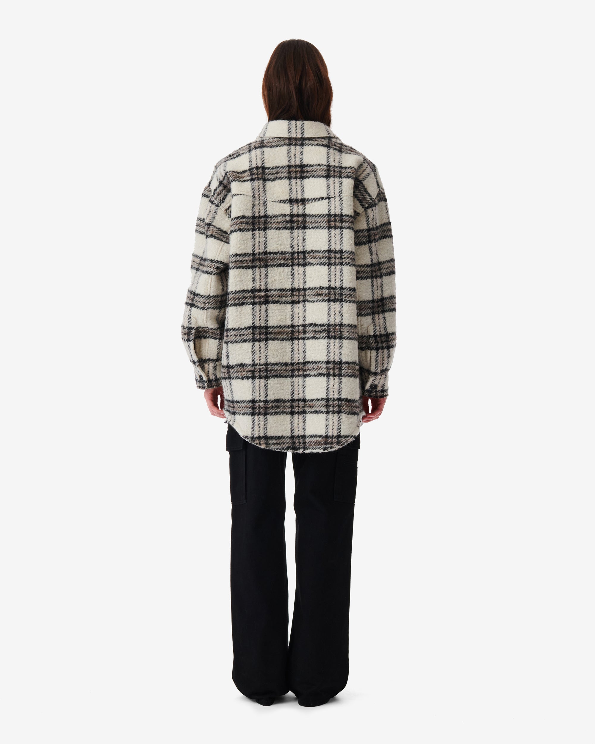 Bielo wool overshirt - Ecru & Black & Grey