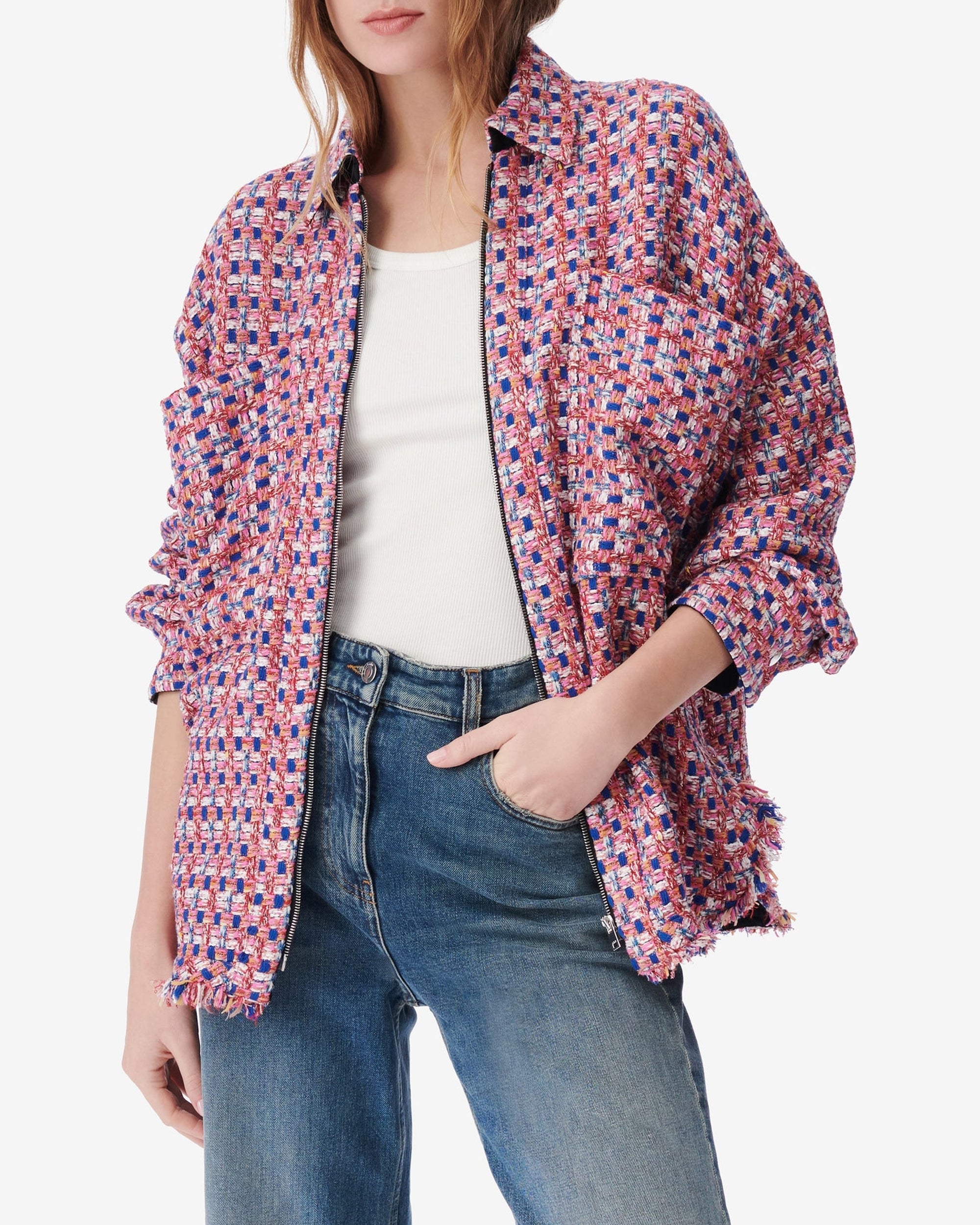 Mizuki zip jacket - Pink & Blue