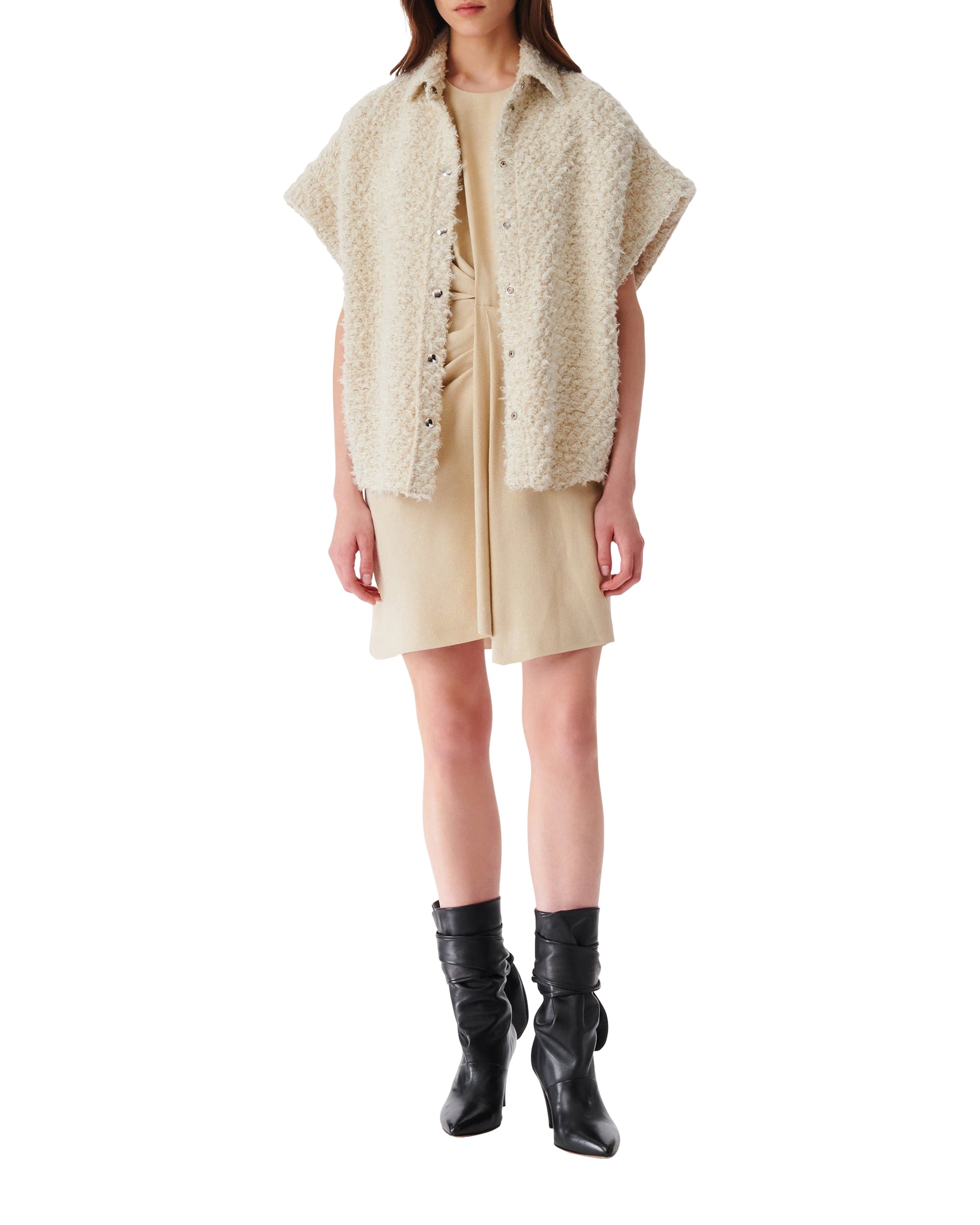 Santos wool sleeveless overshirt - Ecru
