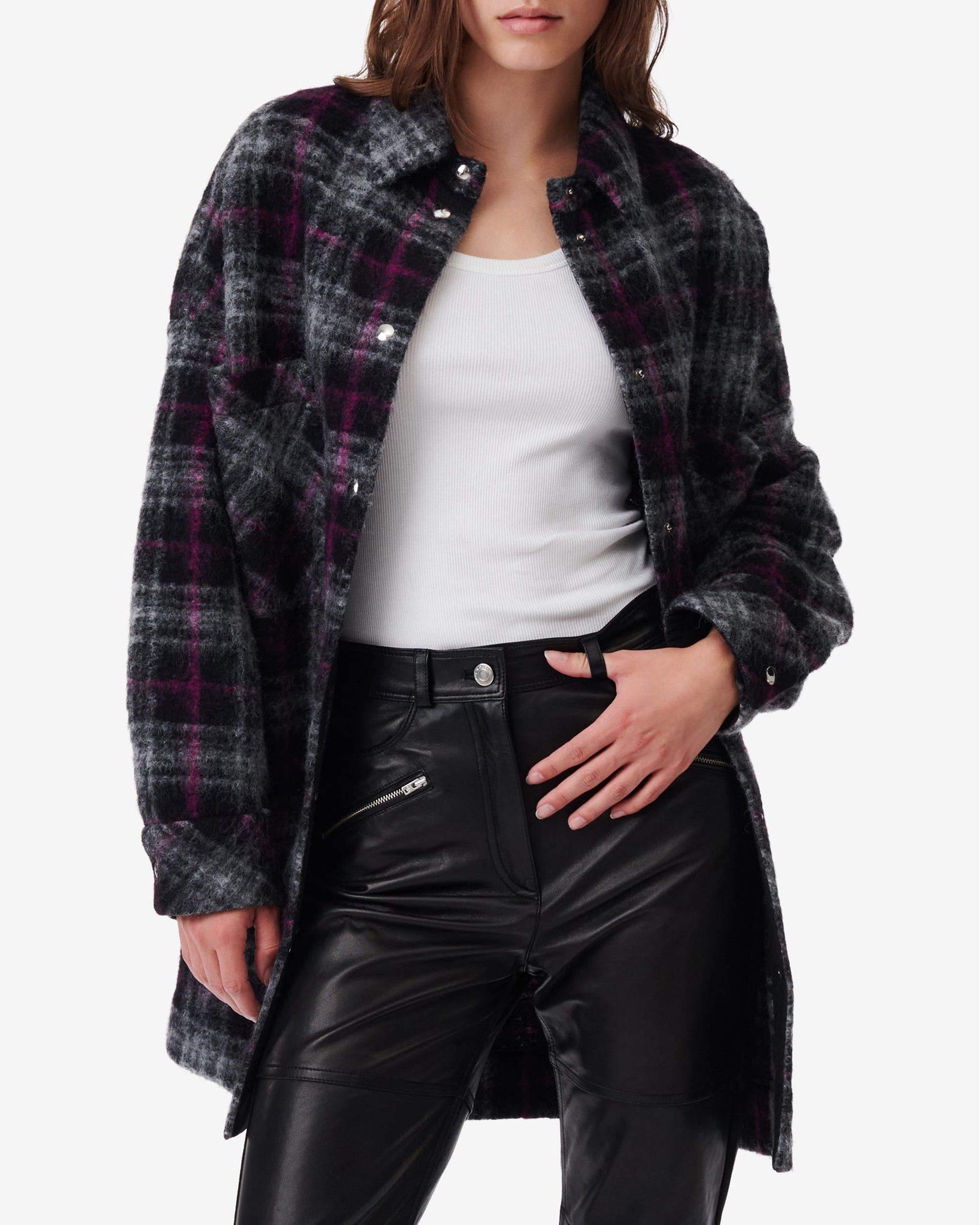 Teresa wool overshirt - Black & Fushia