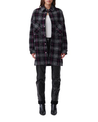 Teresa wool overshirt - Black & Fushia