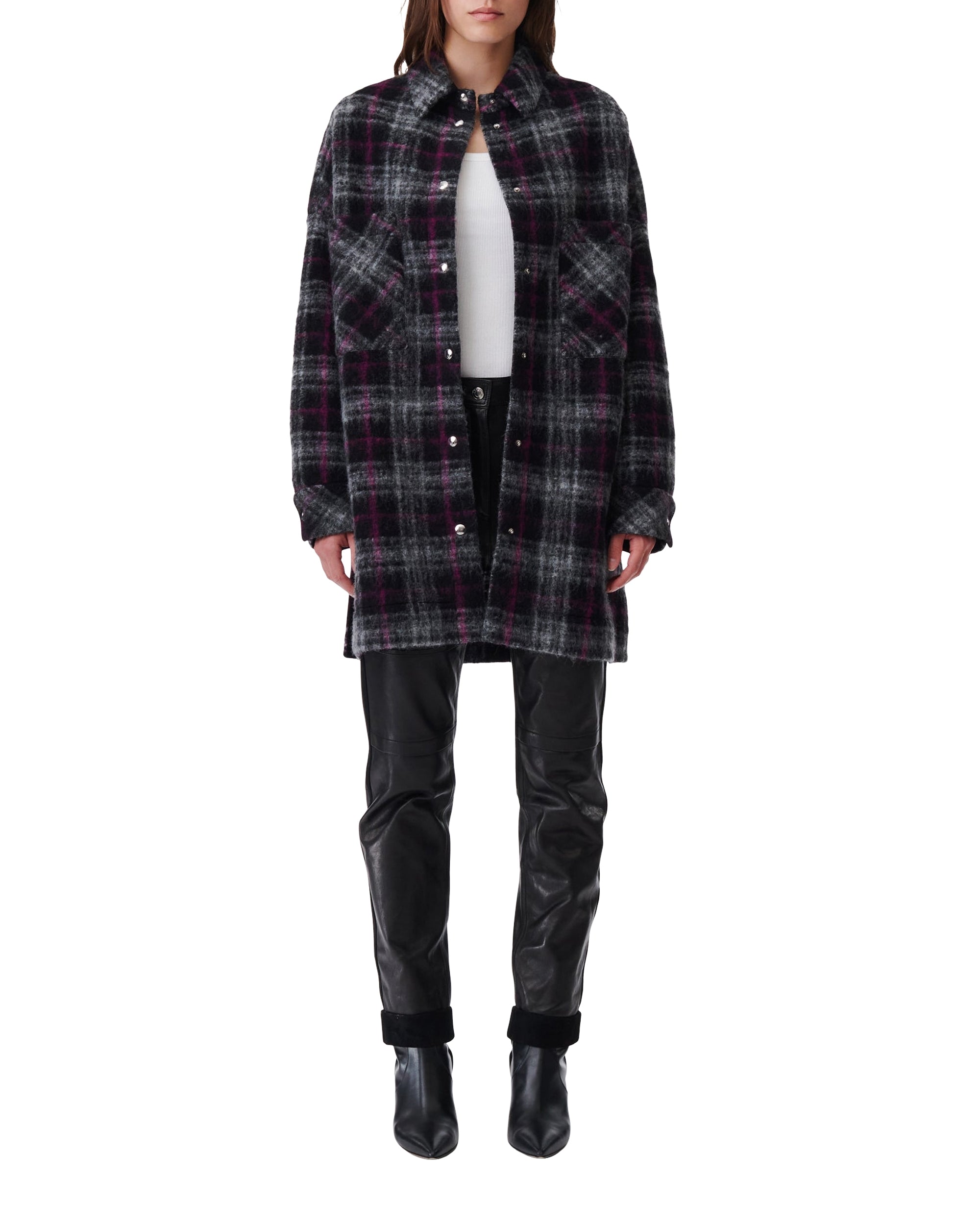 Teresa wool overshirt - Black & Fushia