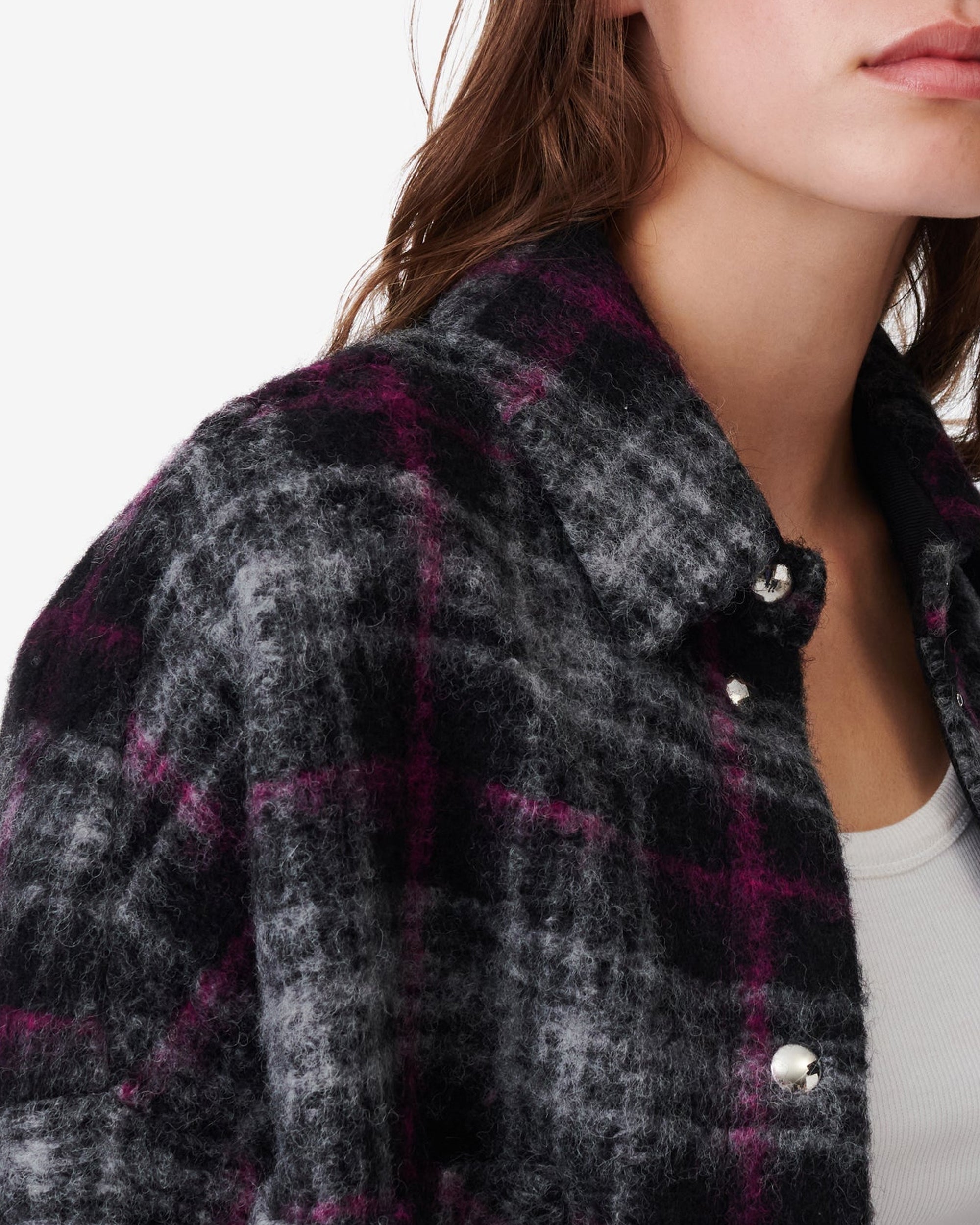 Teresa wool overshirt - Black & Fushia