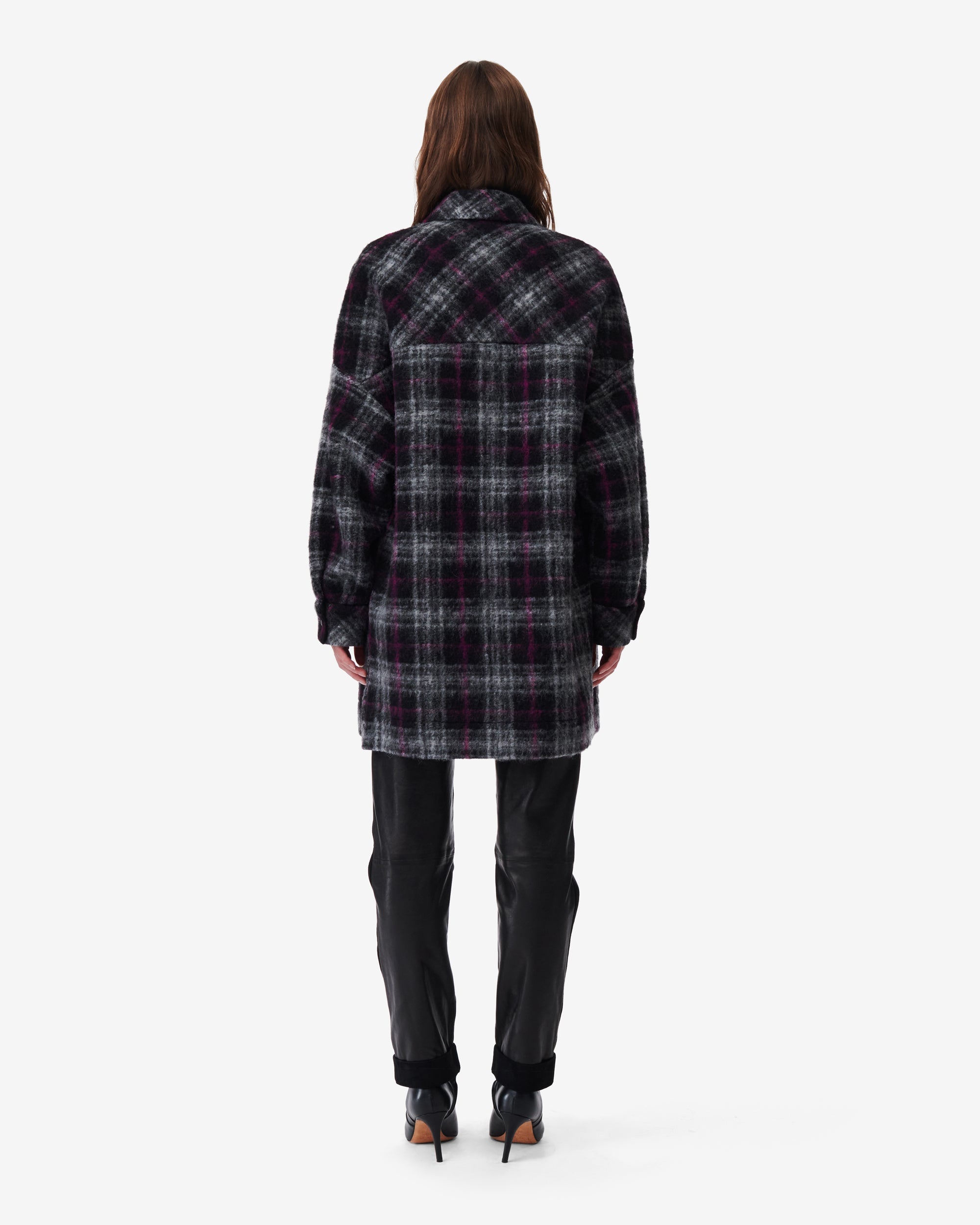 Teresa wool overshirt - Black & Fushia