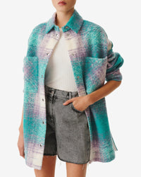 Valaria wool overshirt - Green & Purple