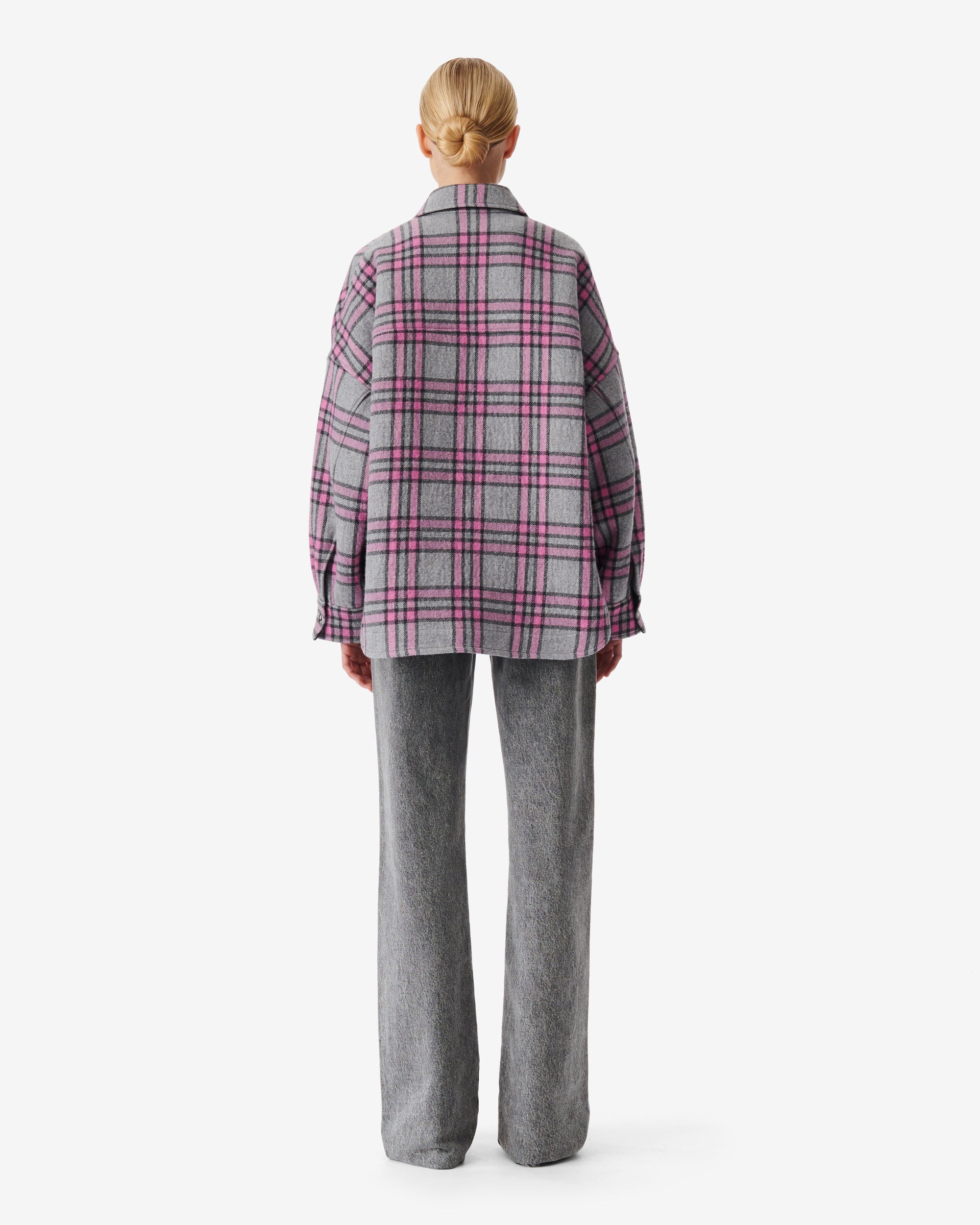 Wesina wool overshirt - Grey & Pink
