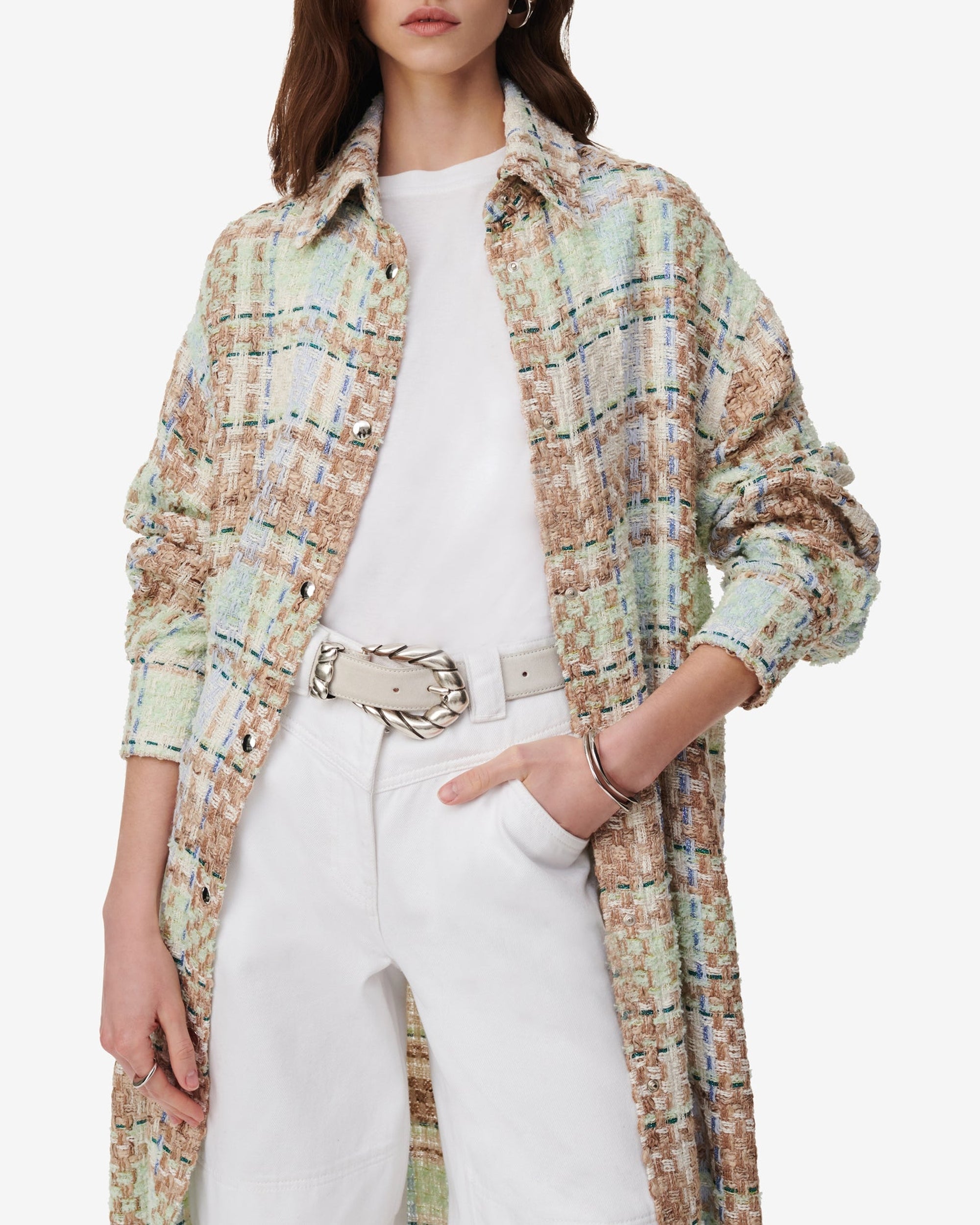 Yeo Coat - Ecru & Blue