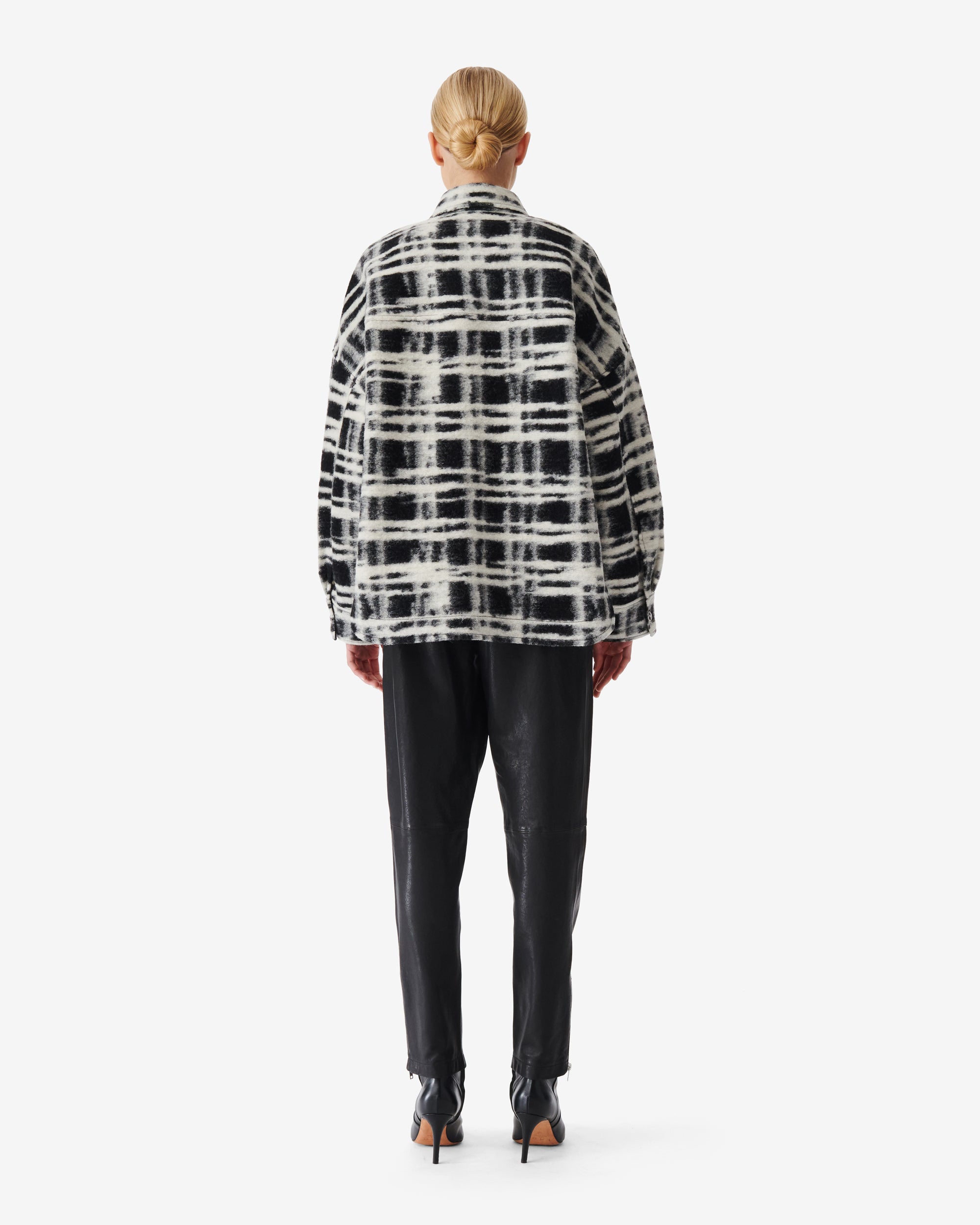 Zachary wool overshirt - Black & Ecru