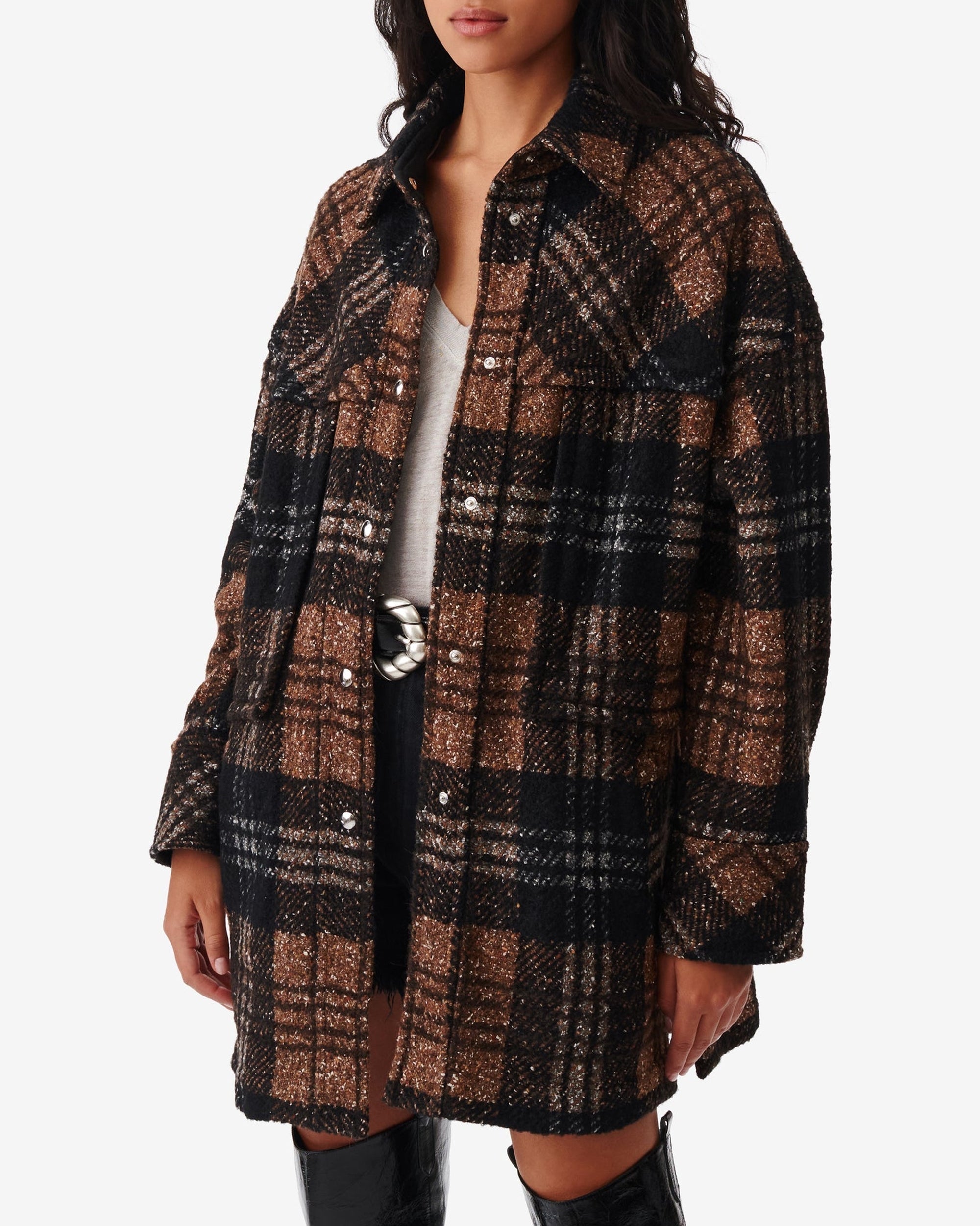 Zahi wool overshirt - Black & Brown