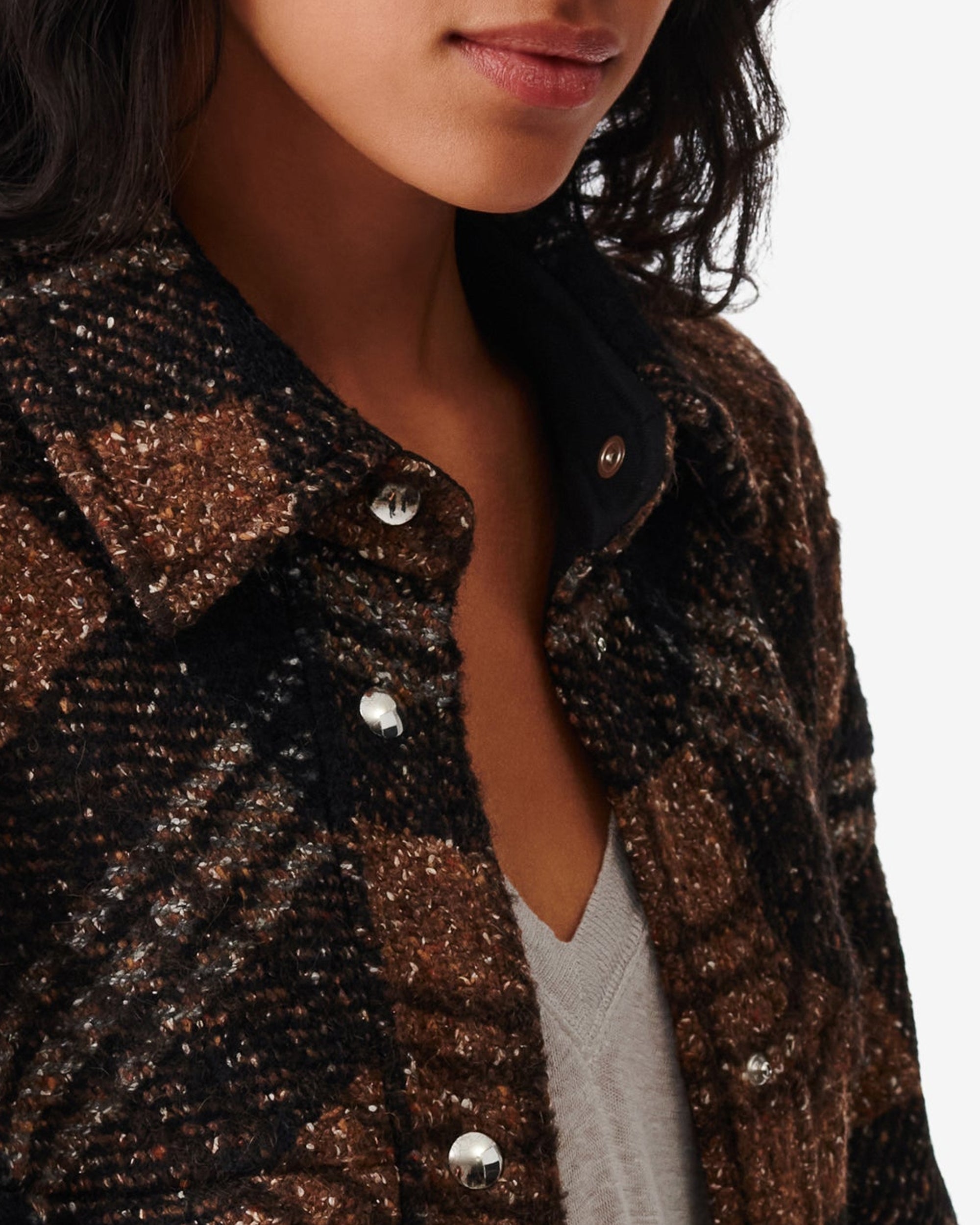 Zahi wool overshirt - Black & Brown