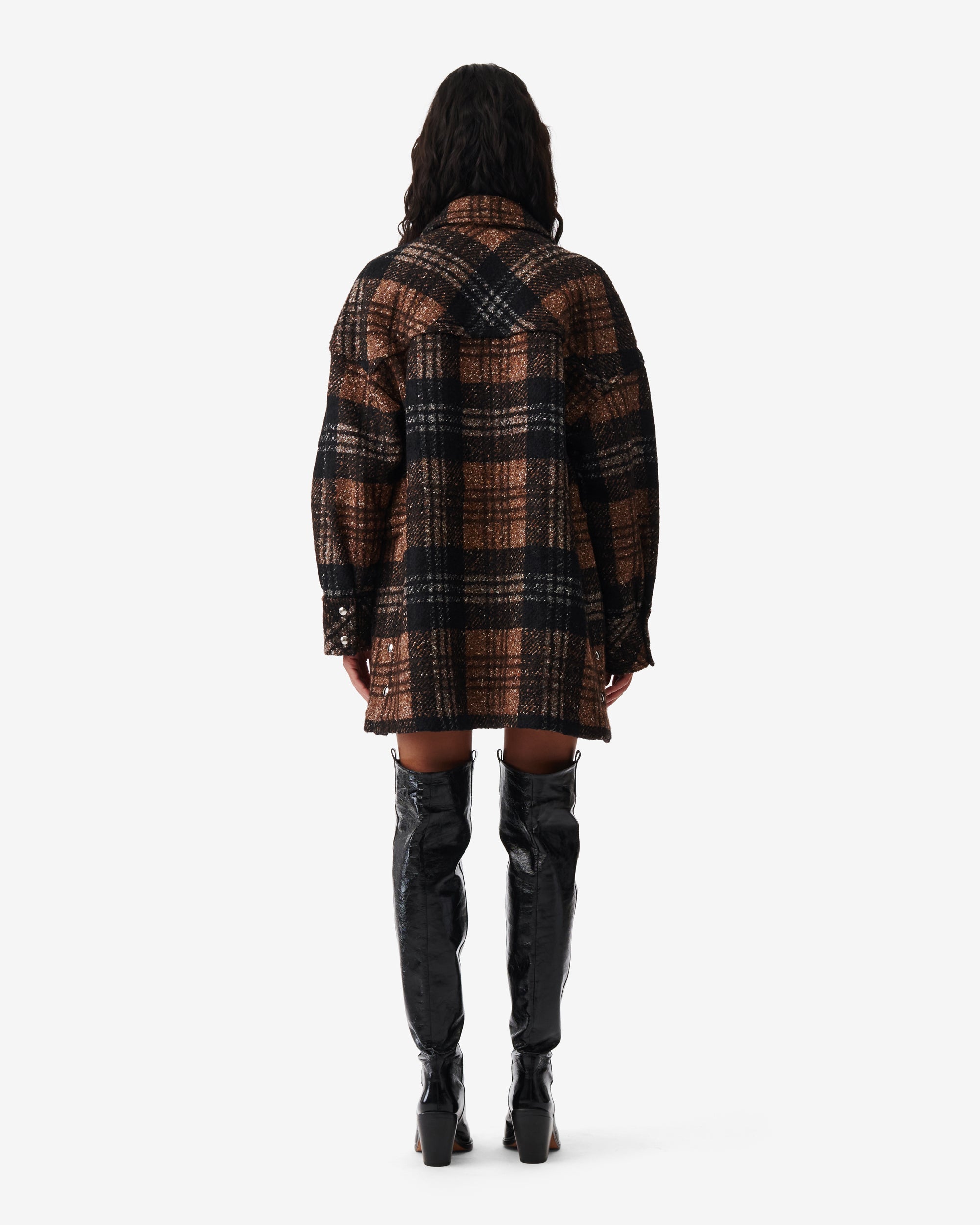 Zahi wool overshirt - Black & Brown