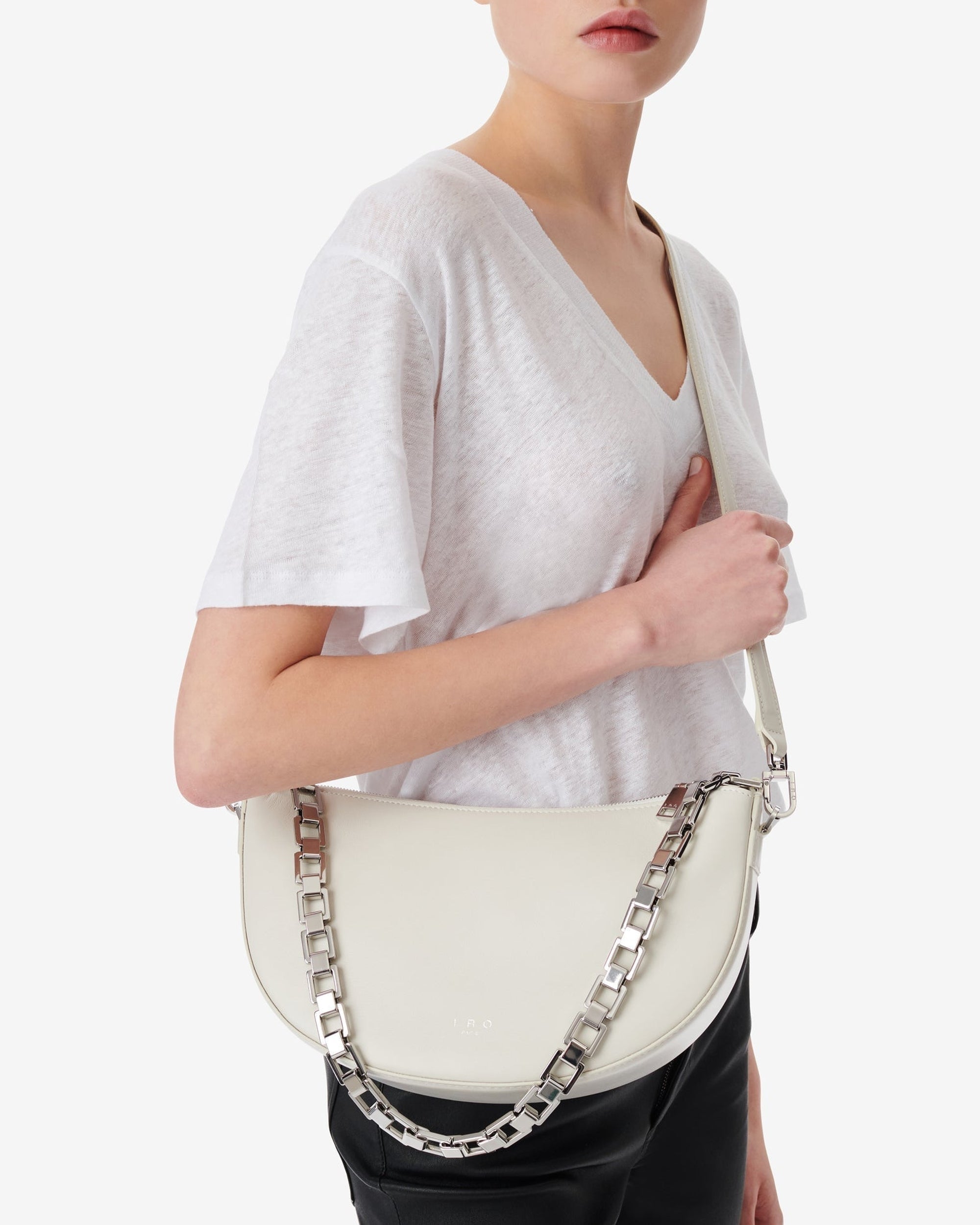 Arc XL leather bag - White