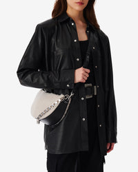 Arc Xl Fur leather shoulder bag - Beige & Black
