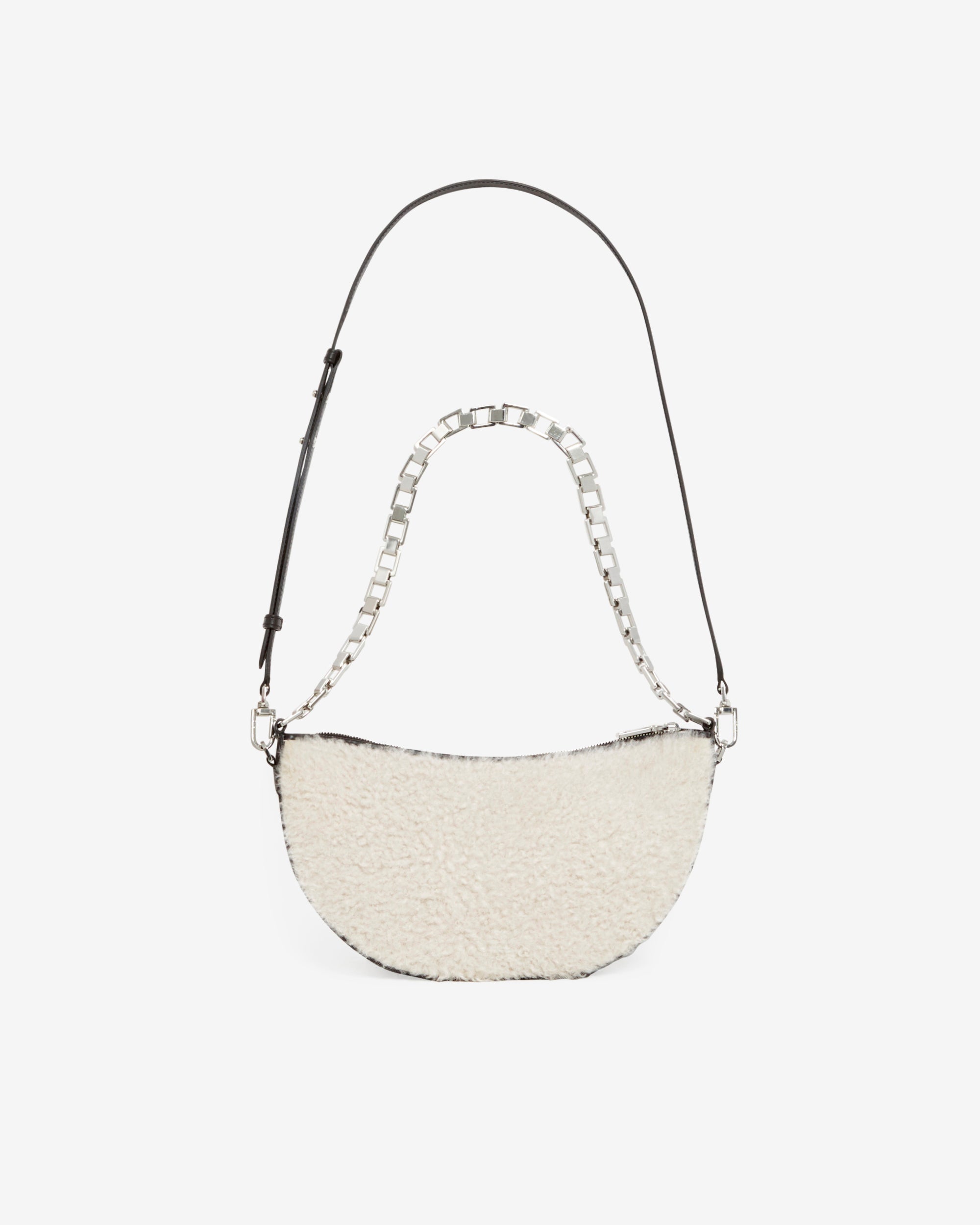 Arc Xl Fur leather shoulder bag - Beige & Black