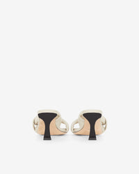 Dydlee Drape 55 mules in leather - Oyster Grey