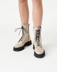 Kosmic lace-up leather boots - Oyster Grey