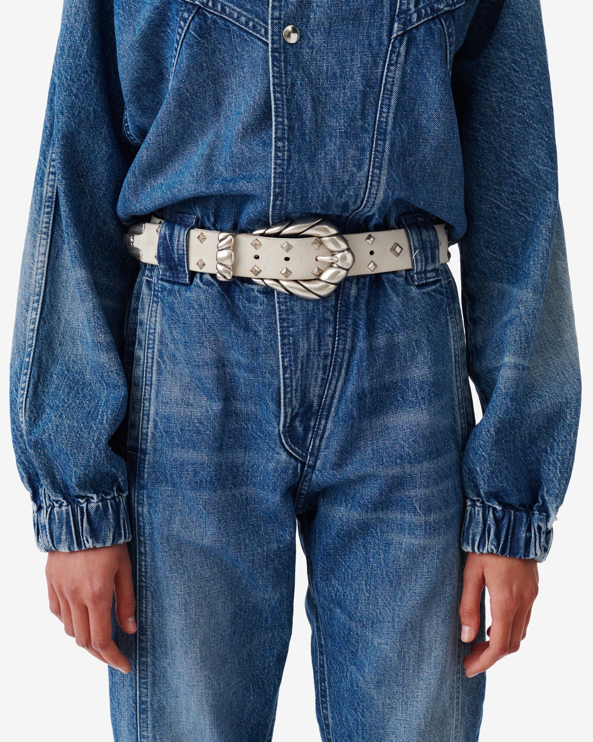 Embella Studs leather belt - White Studs