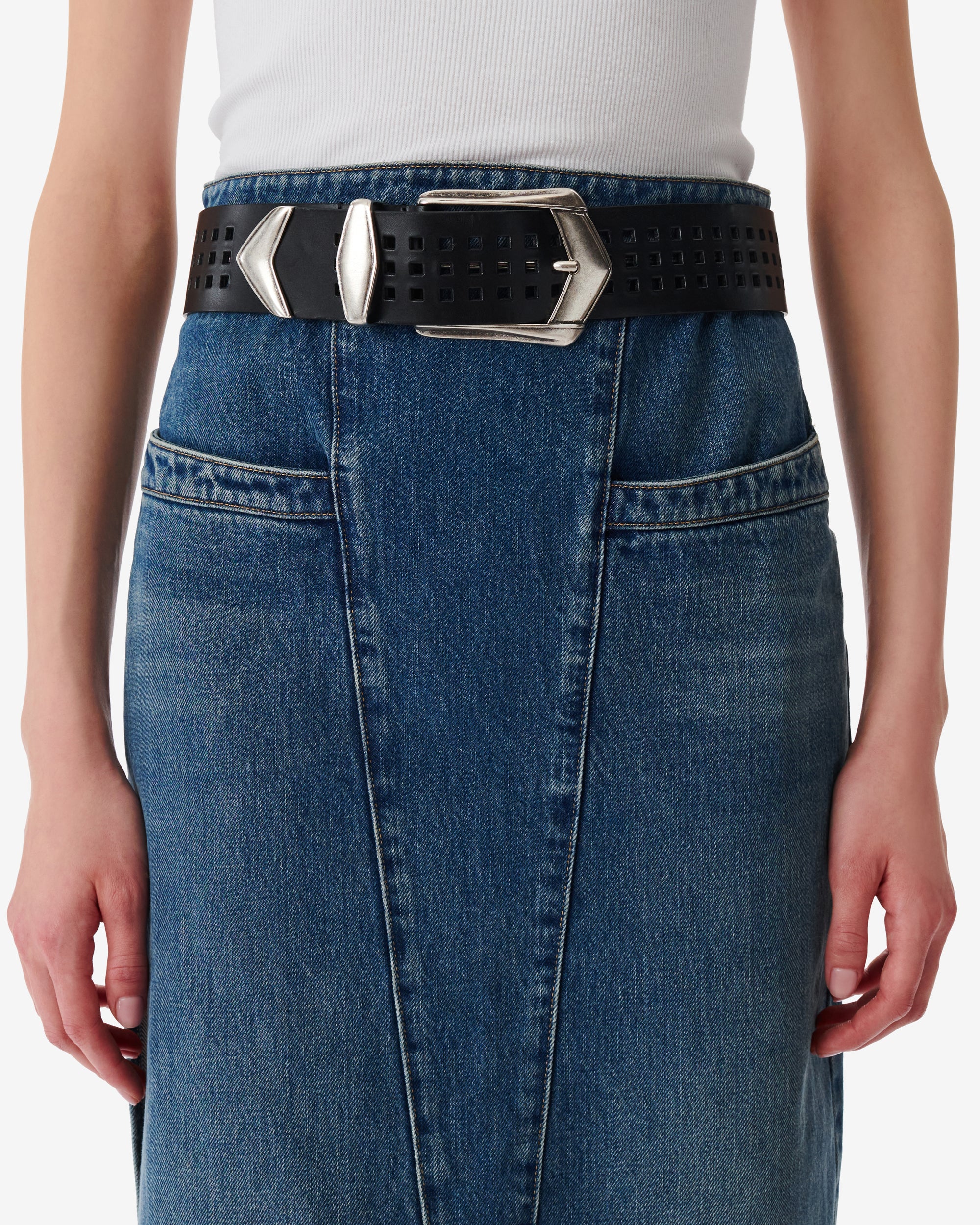 Octa Cuts leather belt - Black