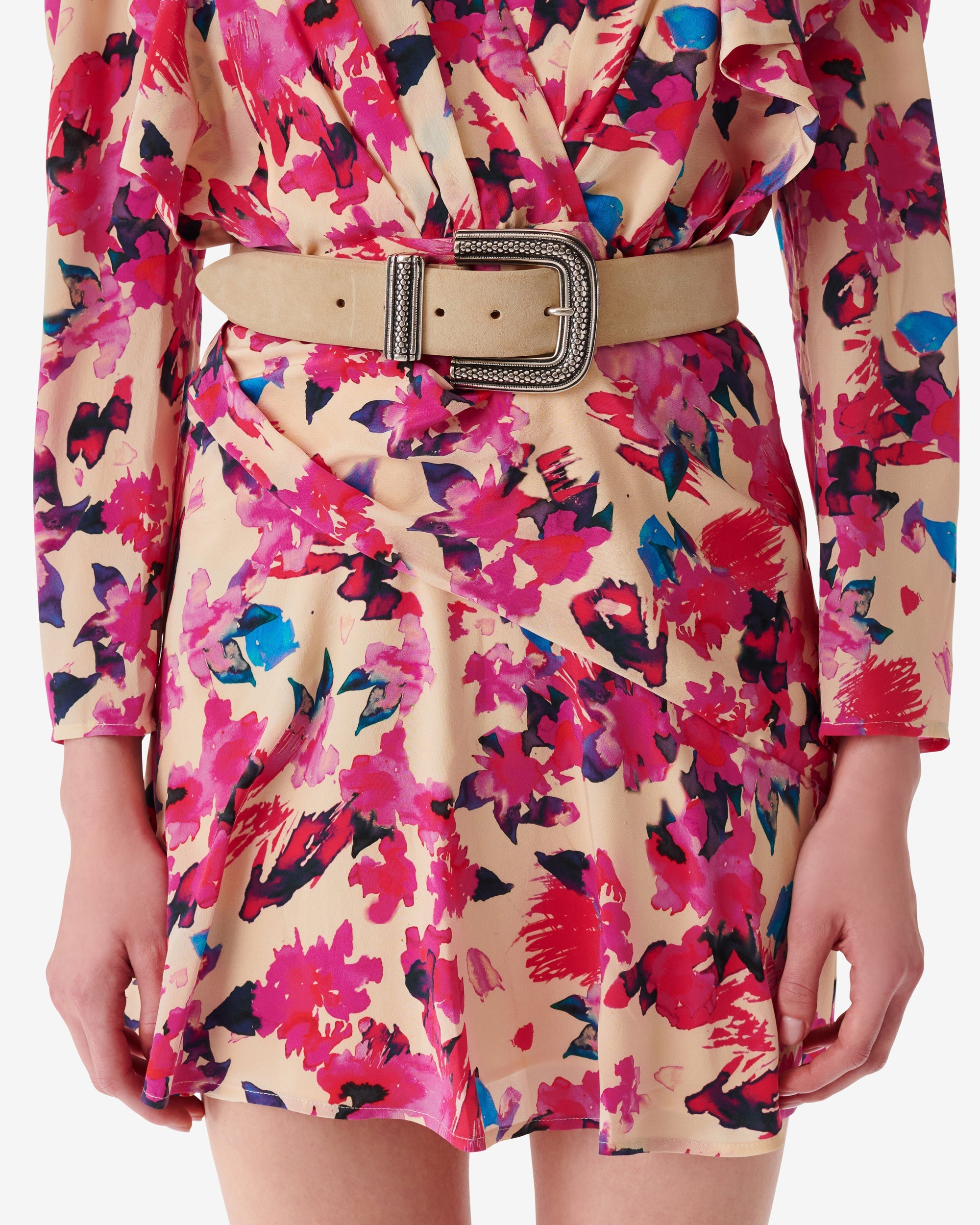 Ovia Suede leather belt - Beige