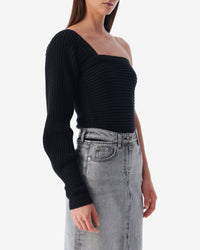 Baidy knitted asymmetrical jumper - Black