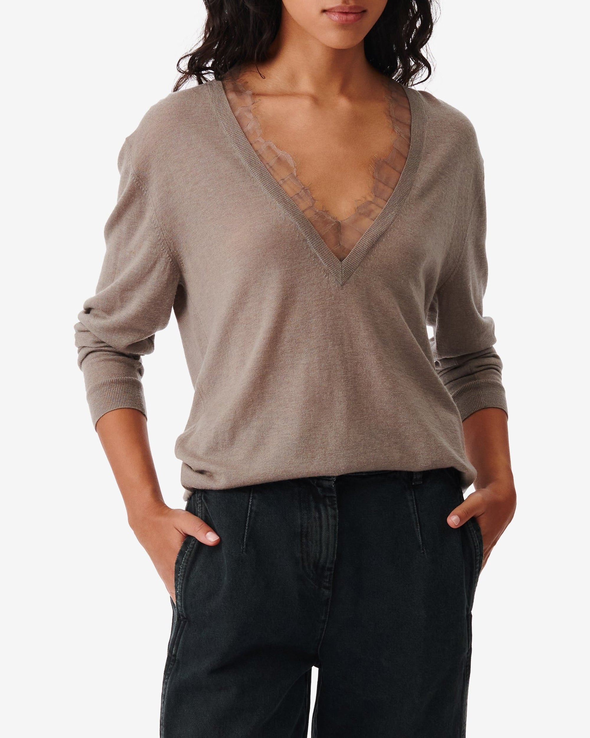 Haby jumper in wool & cashmere - Stone Grey
