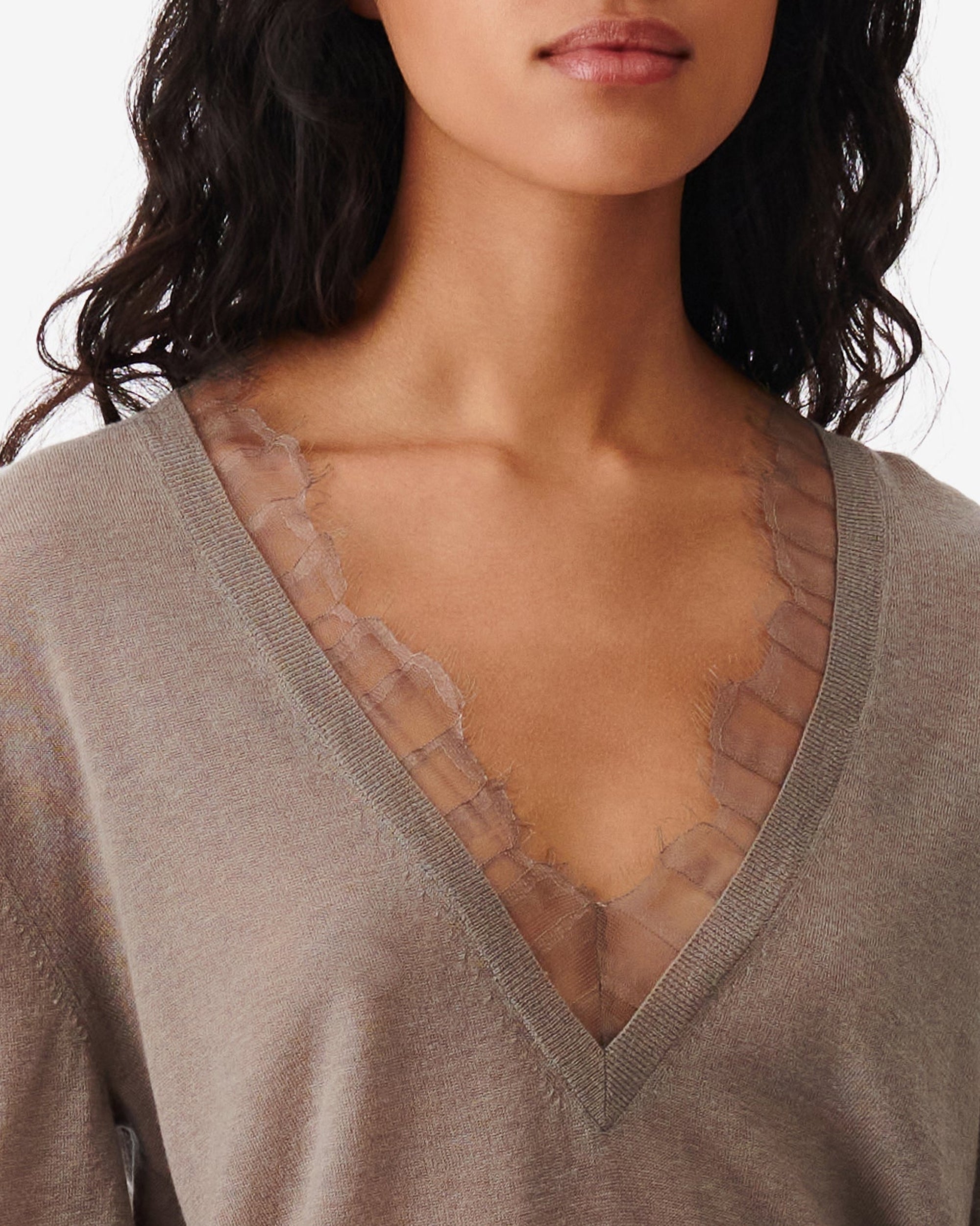 Haby jumper in wool & cashmere - Stone Grey