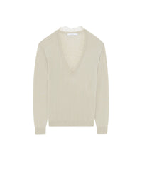 Jayden silk blend lace v-neck jumper - Cream
