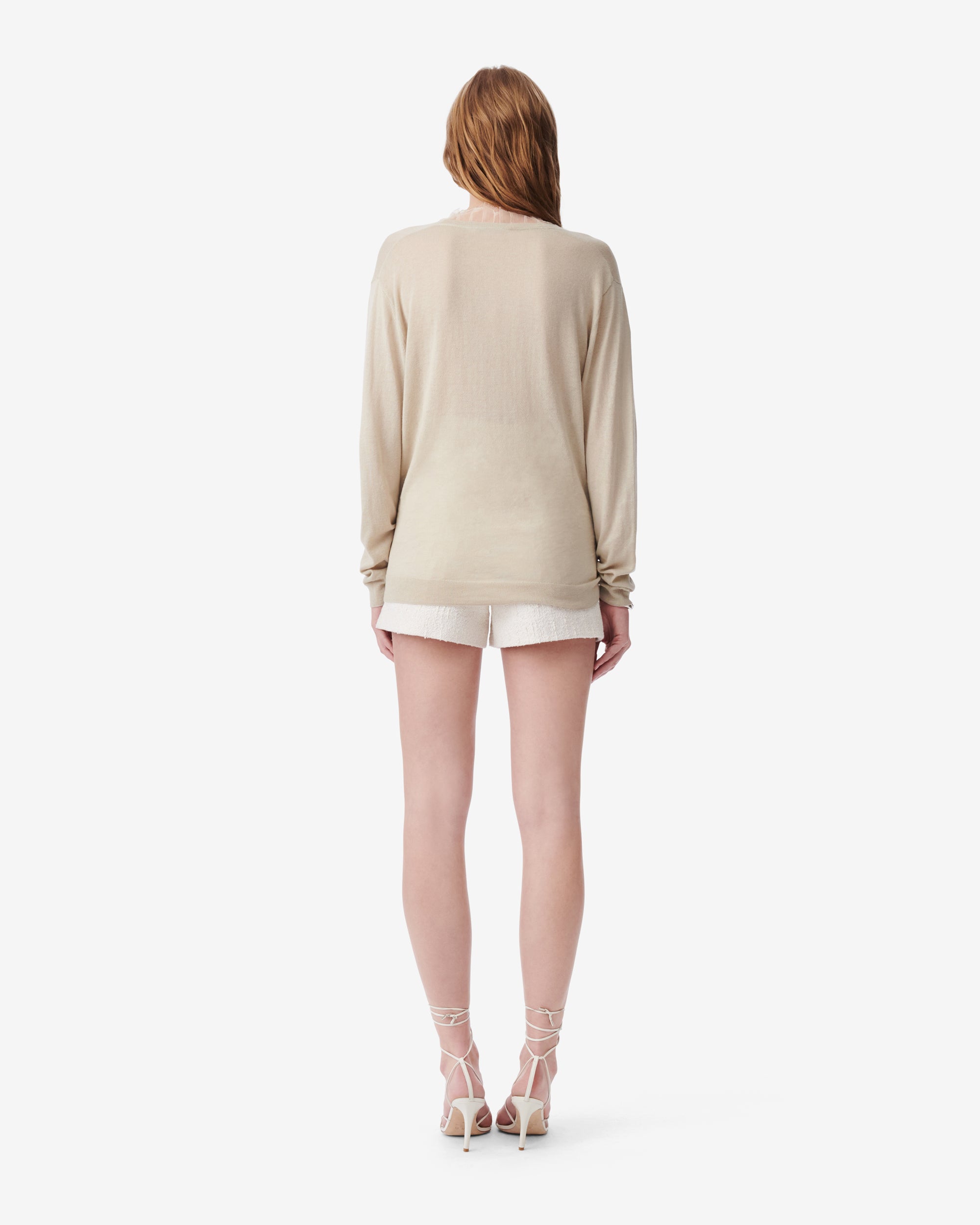 Jayden silk blend lace v-neck jumper - Cream