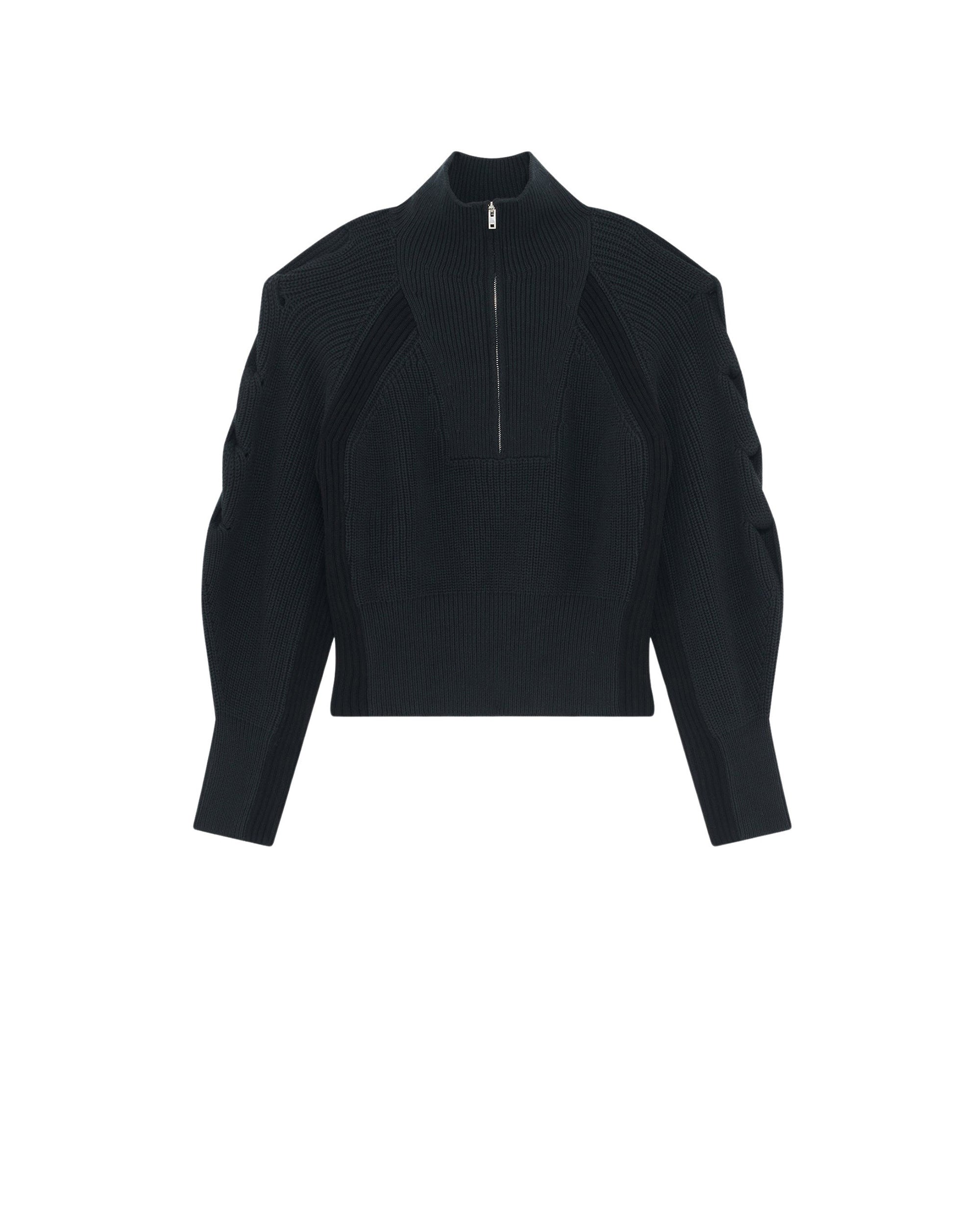 Kacy knitted zip-neck jumper - Black