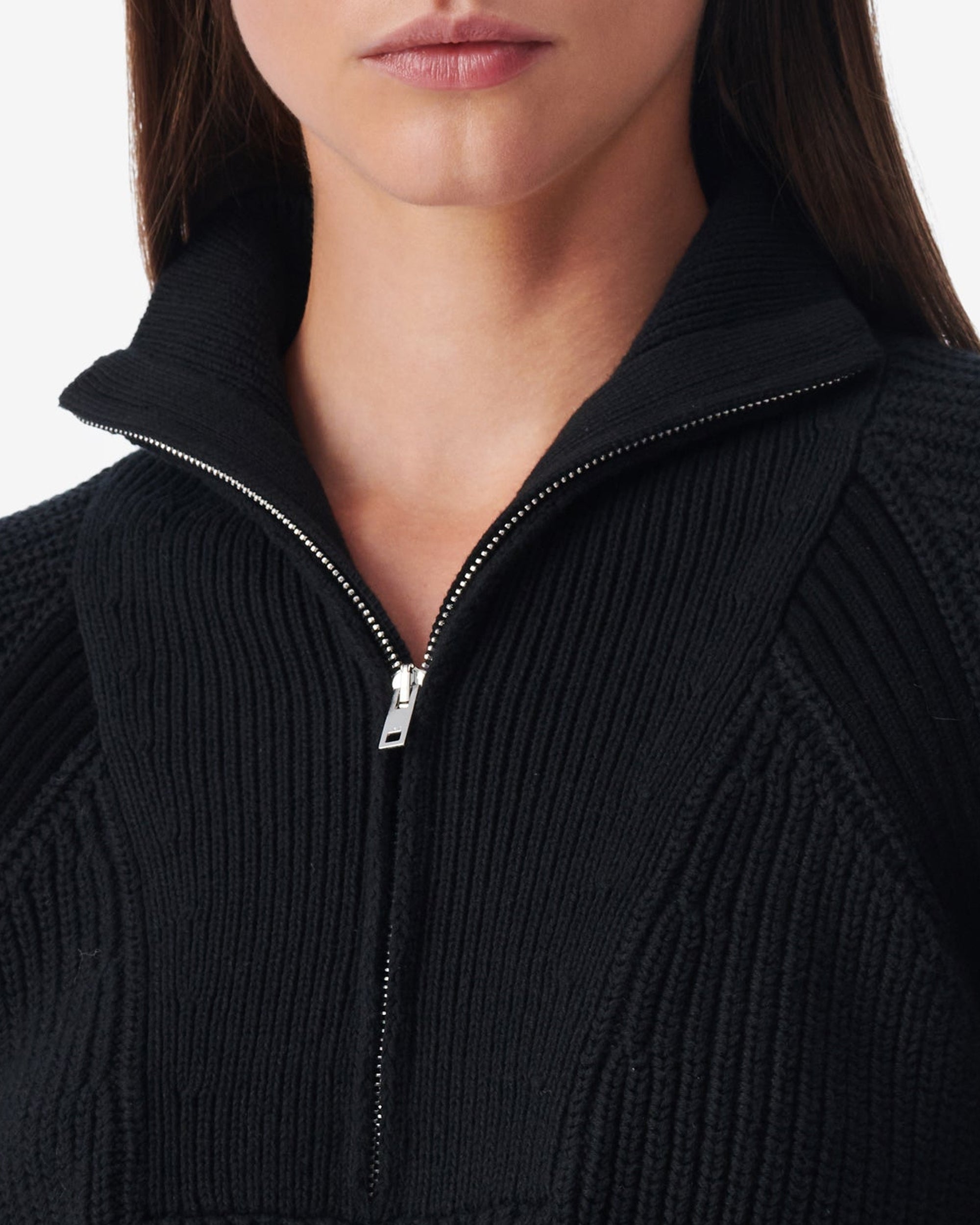 Kacy knitted zip-neck jumper - Black