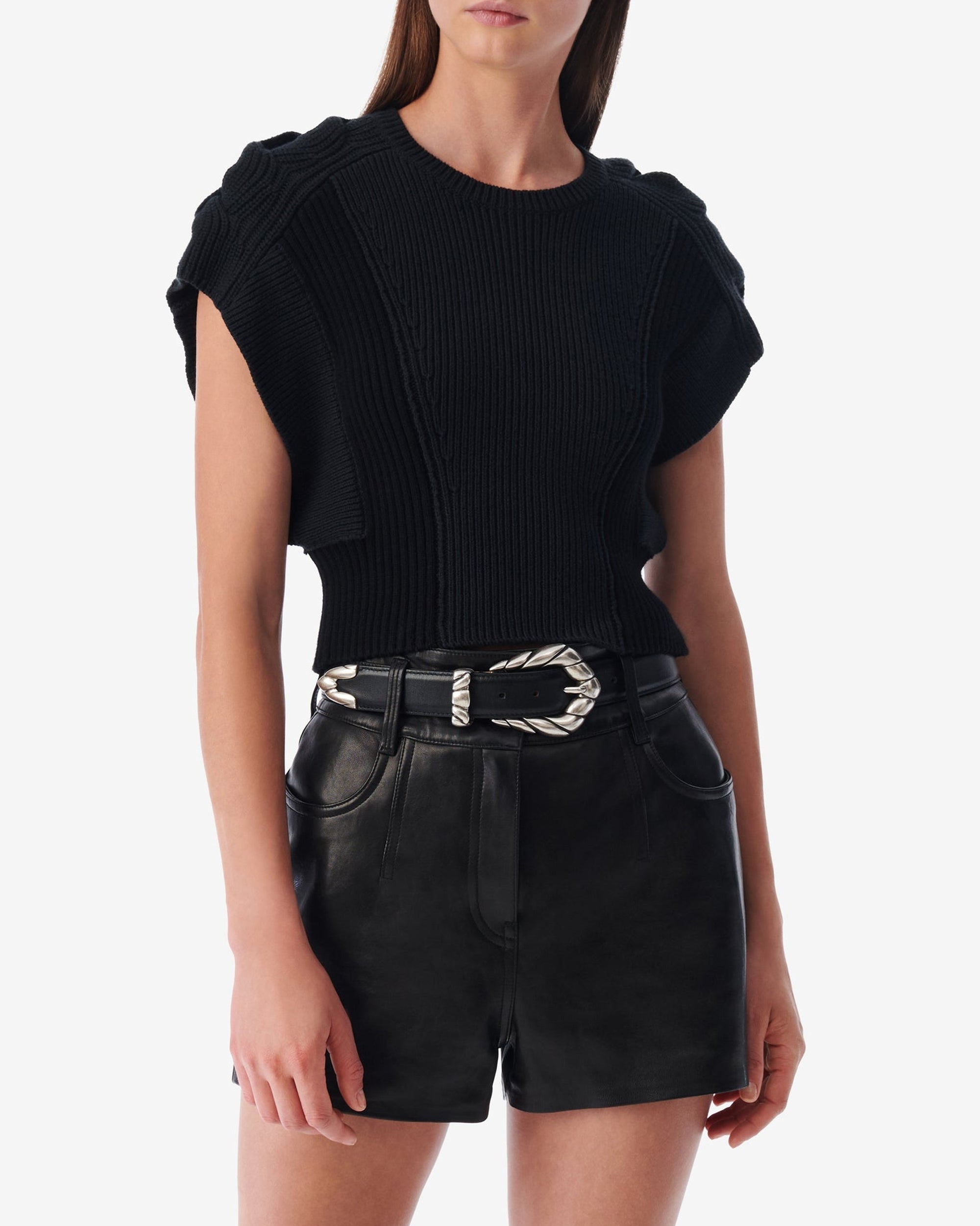 Kalou knitted short-sleeved jumper - Black