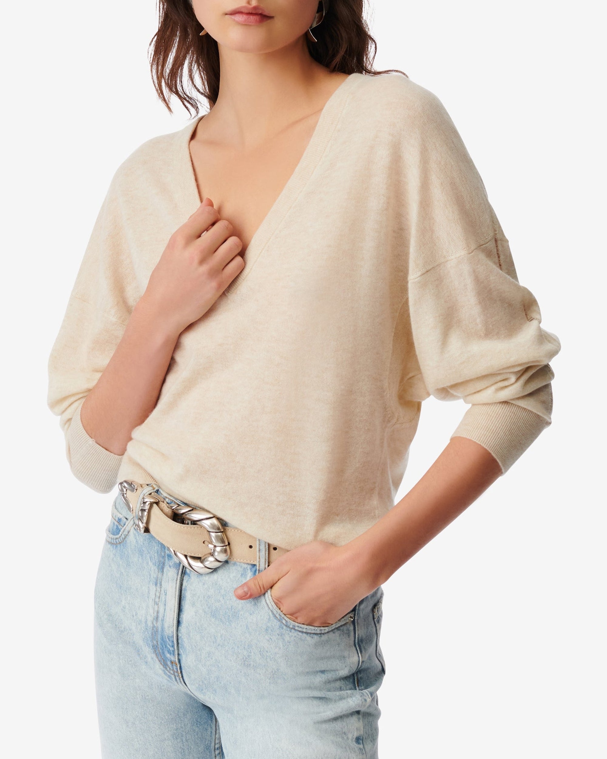 Lilva cashmere v-neck jumper - Light Beige