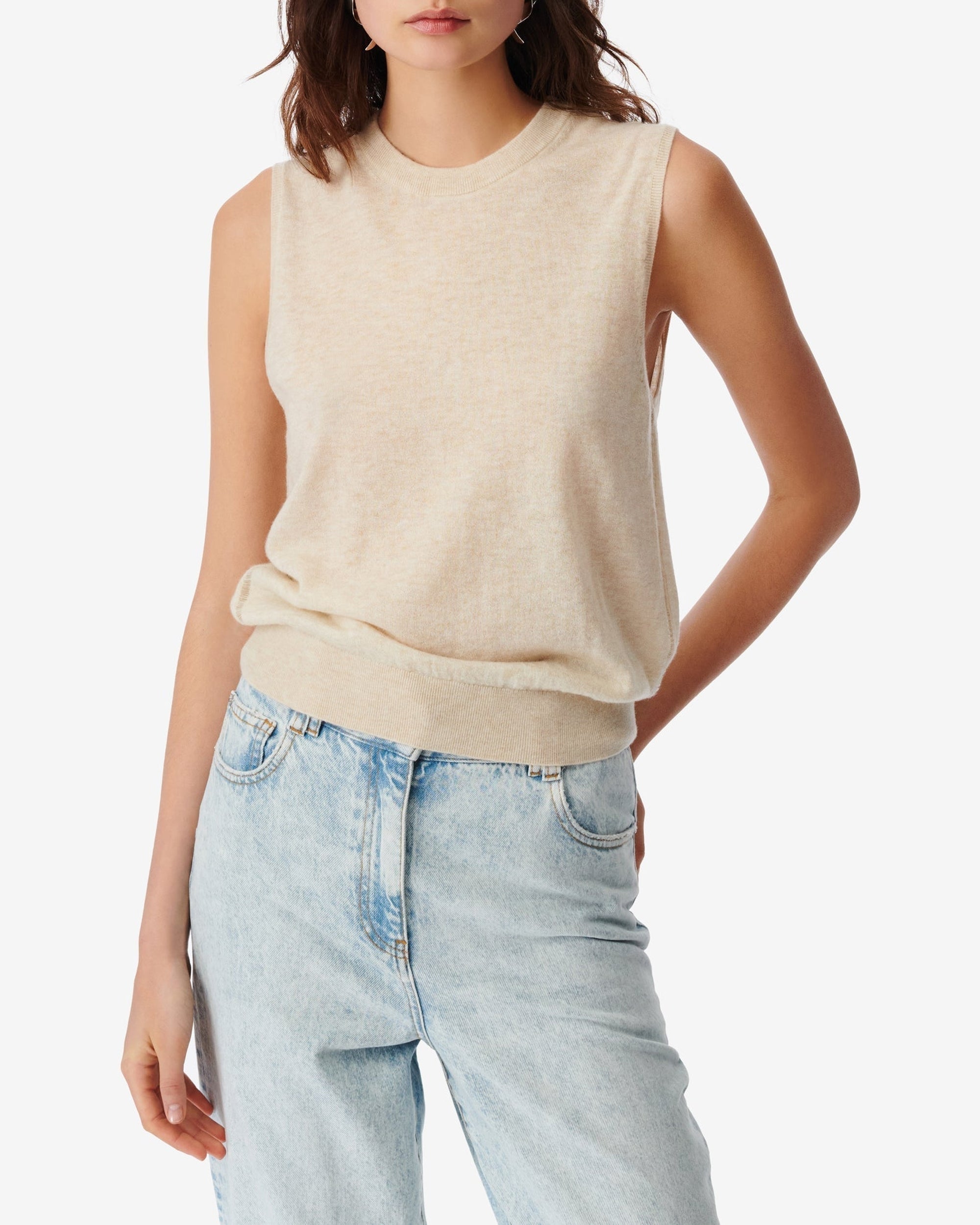 Lucilla cashmere sleeveless jumper - Light Beige