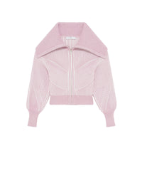 Oyana knitted zip-neck jumper - White & Pink