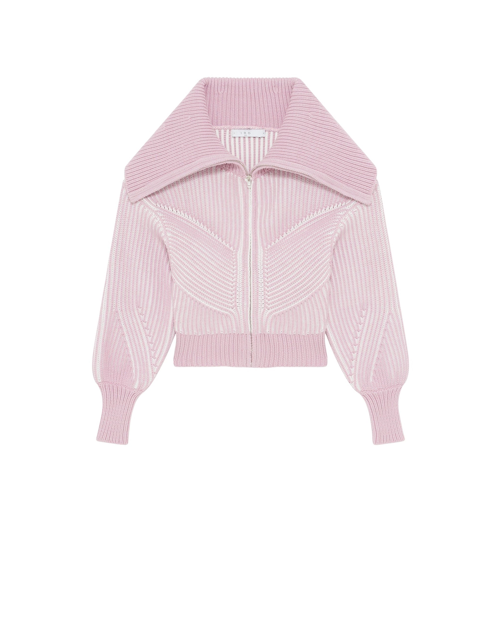 Oyana knitted zip-neck jumper - White & Pink
