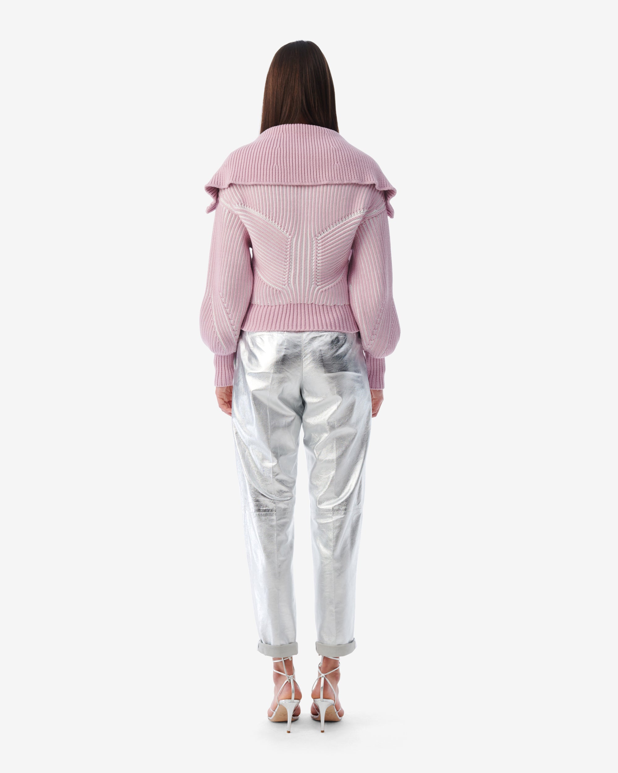 Oyana knitted zip-neck jumper - White & Pink