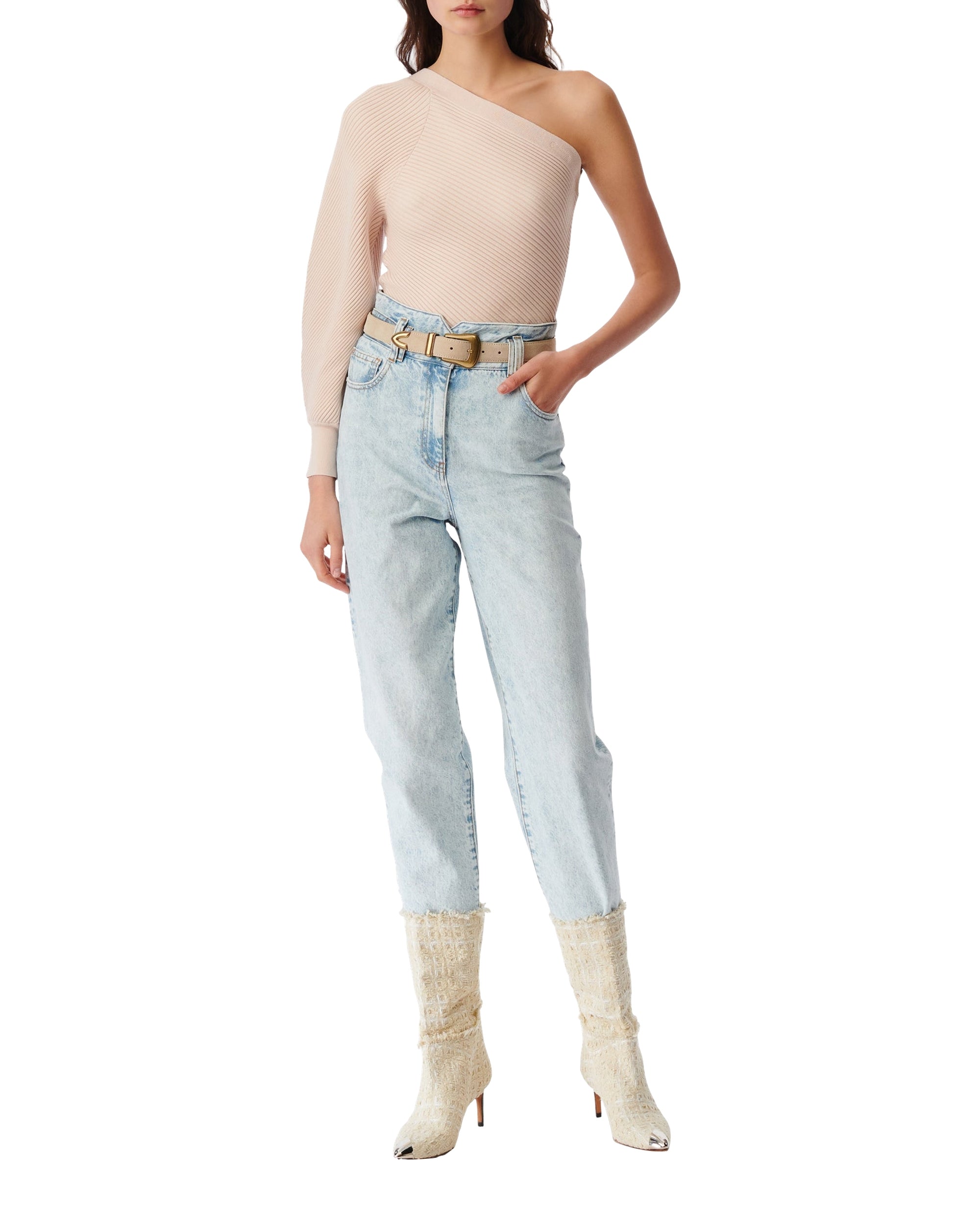 Pelope knitted asymmetrical jumper - Light Taupe