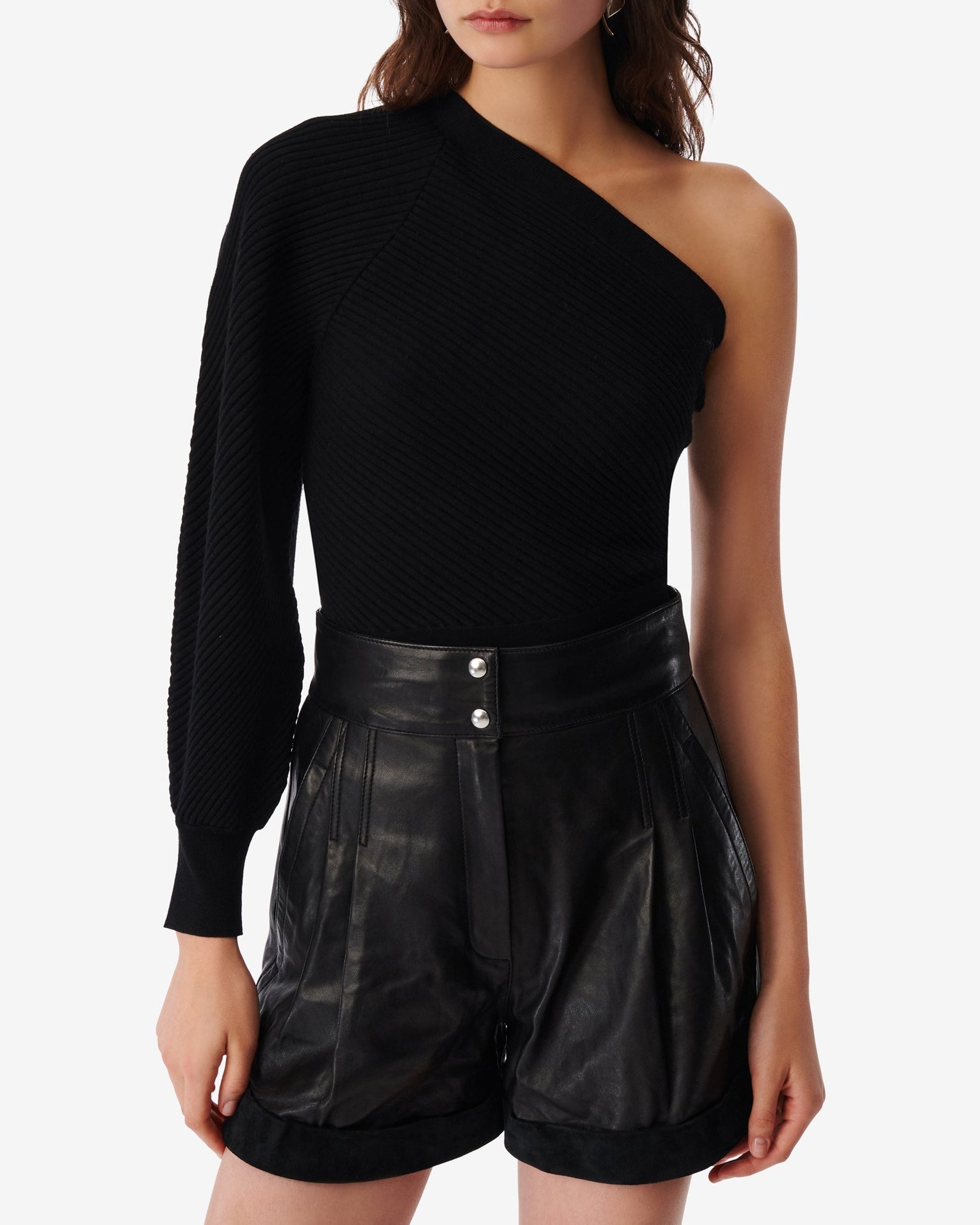 Pelope knitted asymmetrical jumper - Black