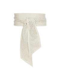 Nera Cut leather belt - Oyster Grey