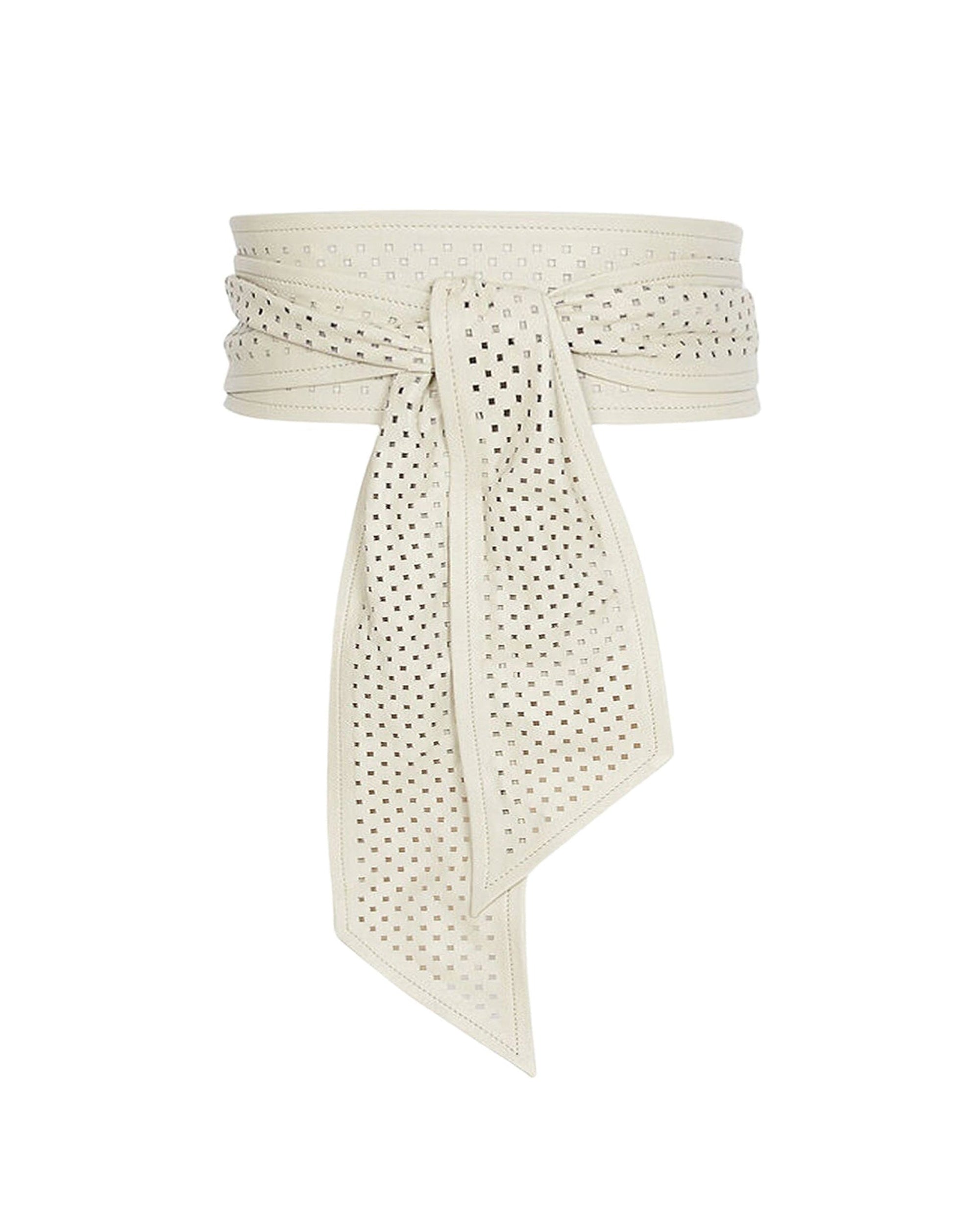 Nera Cut leather belt - Oyster Grey