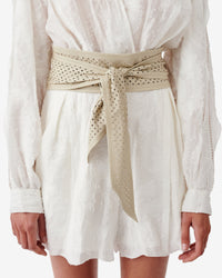 Nera Cut leather belt - Oyster Grey