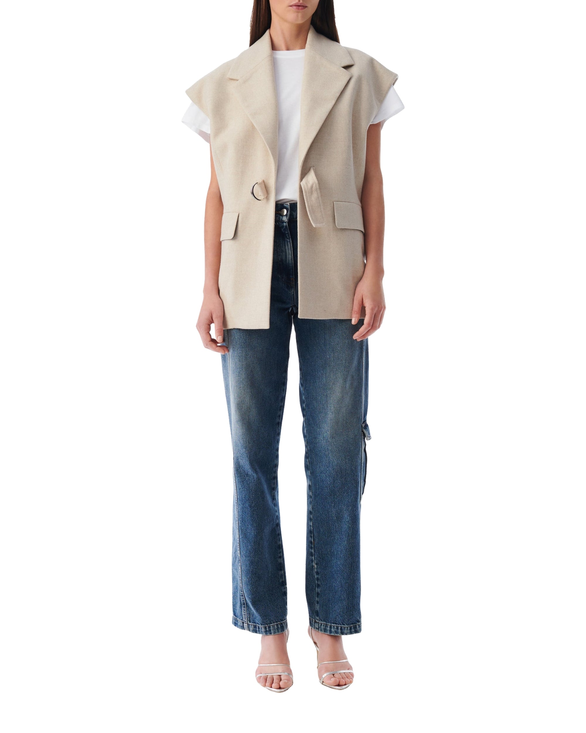 Annelie sleeveless wool blazer - Beige