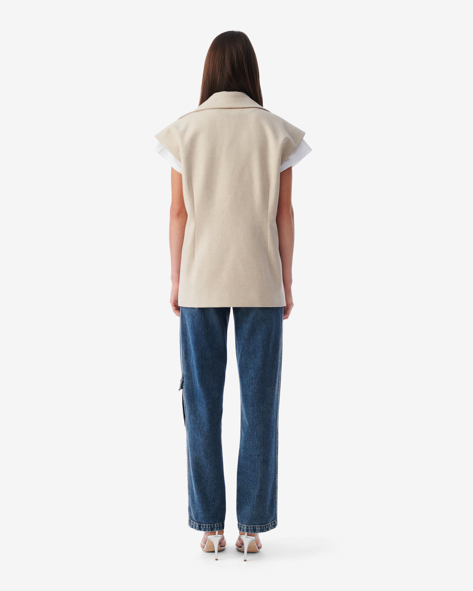 Annelie sleeveless wool blazer - Beige