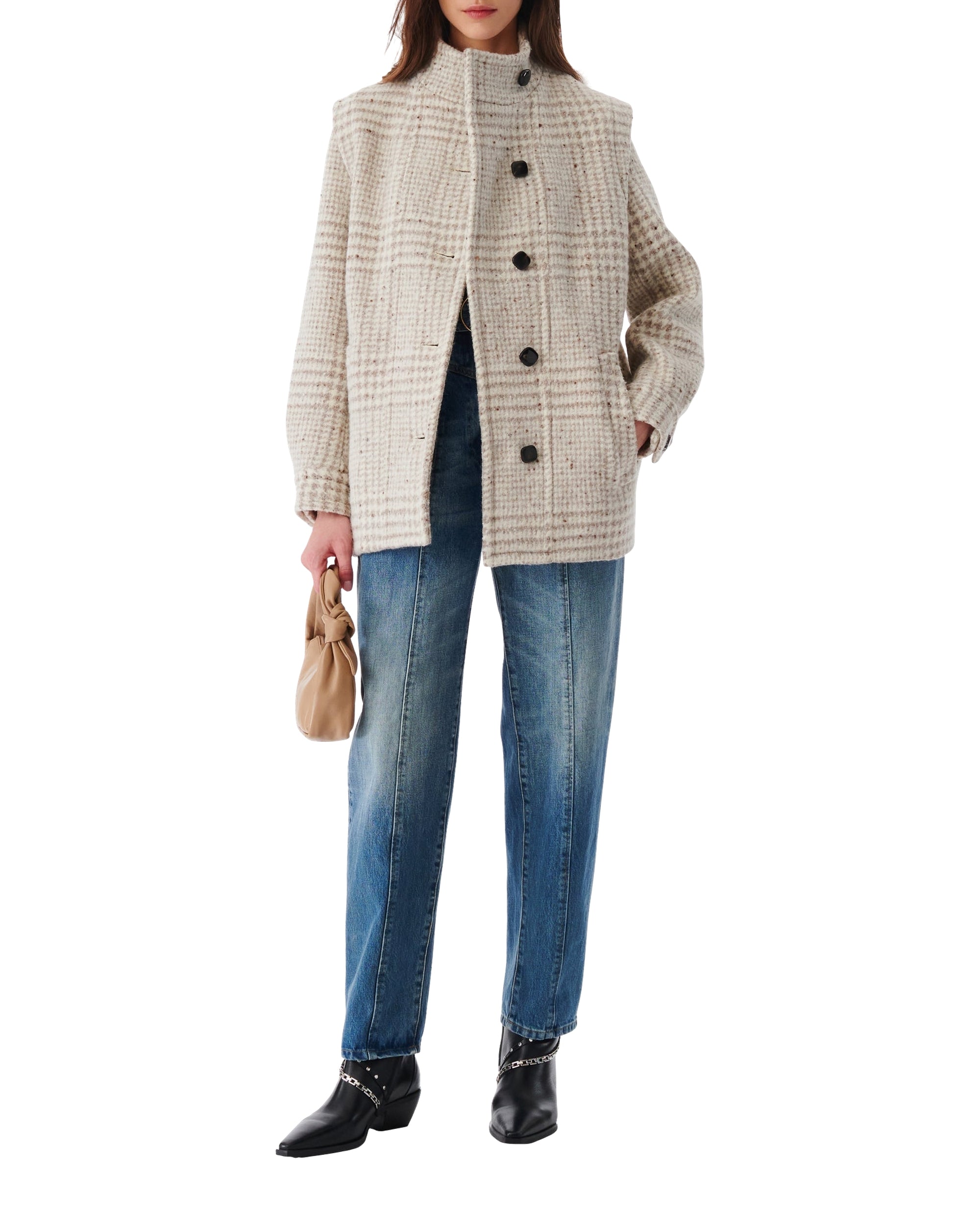 Belni coat in wool - Taupe & Ecru